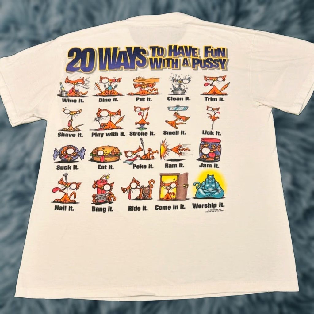 Vintage VINTAGE Unbranded T-Shirt Mens M White 90s Hip Hop Punk Skater Funny Adult Humor Way To Have Fun With A Pussy VTG Shirt Mens M Size US M / EU 48-50 / 2 - 1 Thumbnail