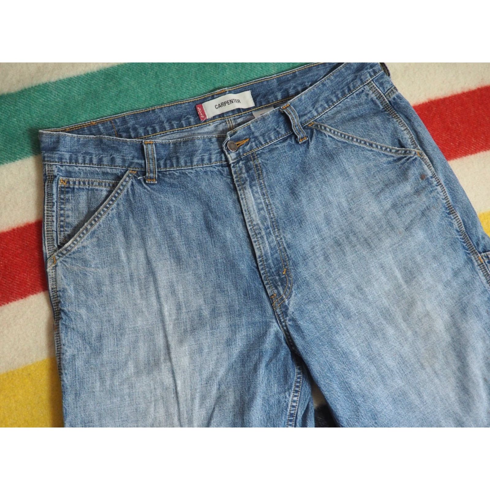 Levi's VINTAGE Levi's Denim Shorts 38W 23" Length Relaxed Cargo Grunge Distressed Blue Men's Shorts Size US 38 / EU 54 - 4 Thumbnail