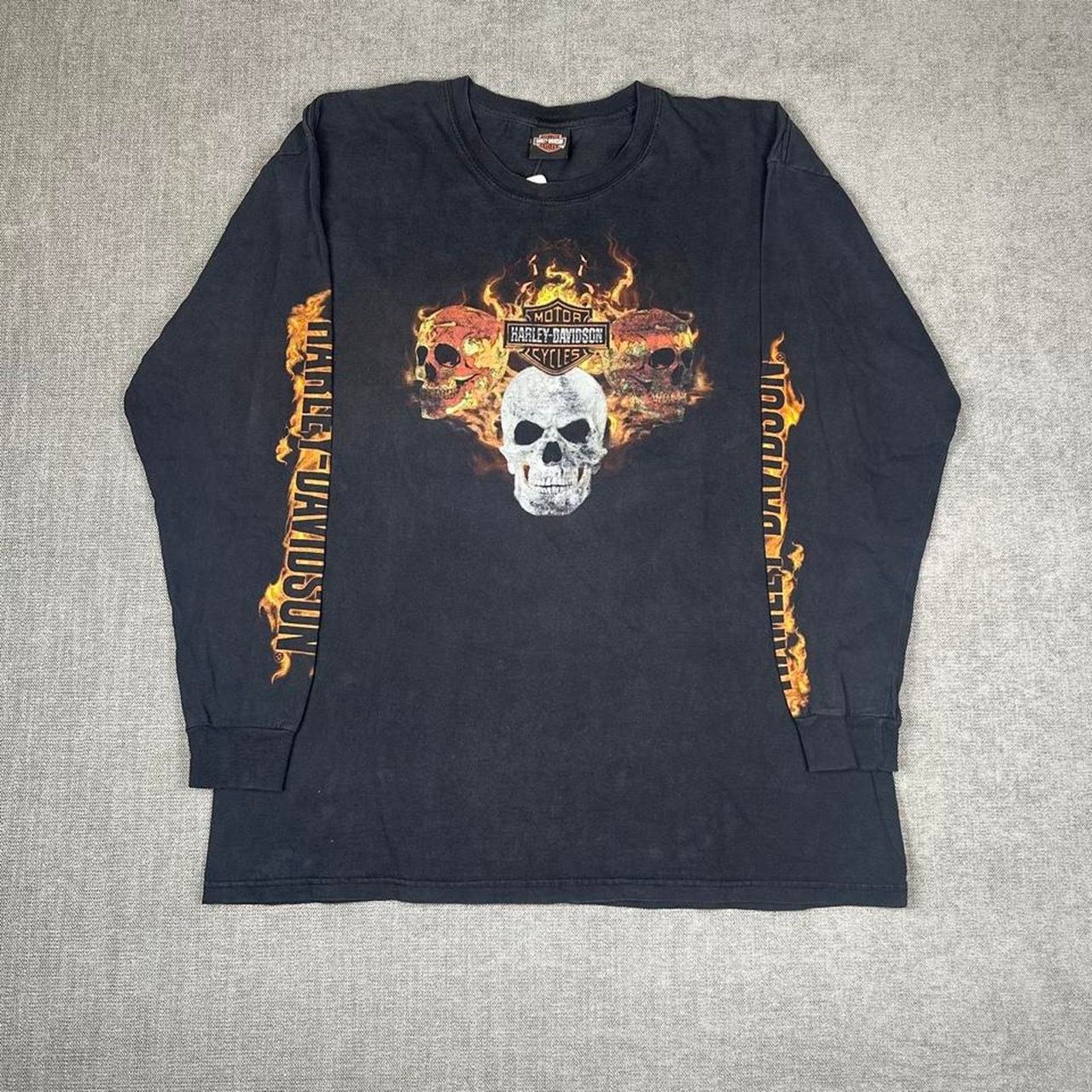 Harley Davidson Harley Davidson Flames Skull long sleeve T-shirt Size US XXL / EU 58 / 5 - 2 Thumbnail