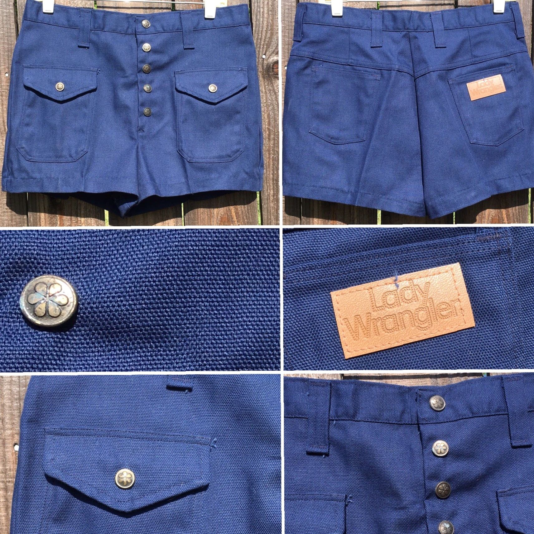 Wrangler VINTAGE Wrangler Shorts High Waist Lady 16 32" Waist Blue Rockabilly 60s 70s Short Womens Denim Snap Fly Mid Century Size 38" / US 16 / IT 52 - 3 Thumbnail