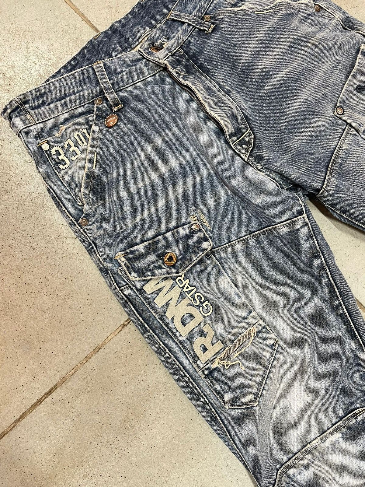 G-Star Vintage G Star Raw Cargo Jeans Distressed Denim Size US 32 / EU 48 - 4 Thumbnail