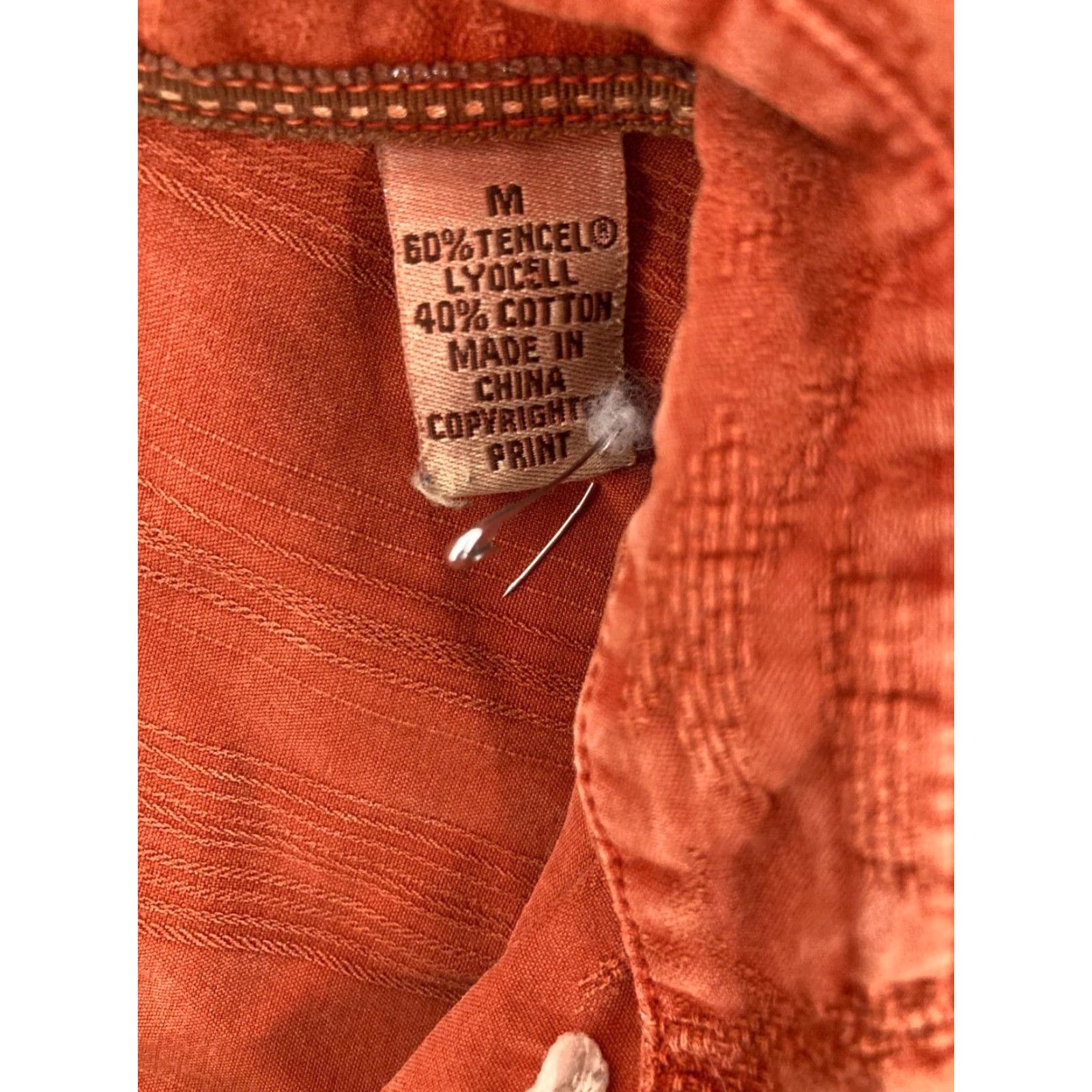 Tommy Bahama Tommy Bahama Button-Up Shirt Mens Medium Orange Tencel Cotton Long Sleeve Casual Beach Size US M / EU 48-50 / 2 - 5 Thumbnail