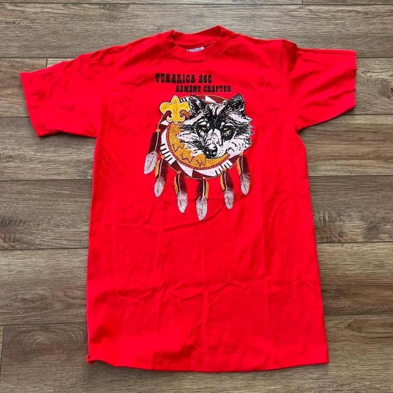 Hanes Vintage Boy Scouts Tukarica Wolf Shirt 80s 90s Size US M / EU 48-50 / 2 - 1 Thumbnail
