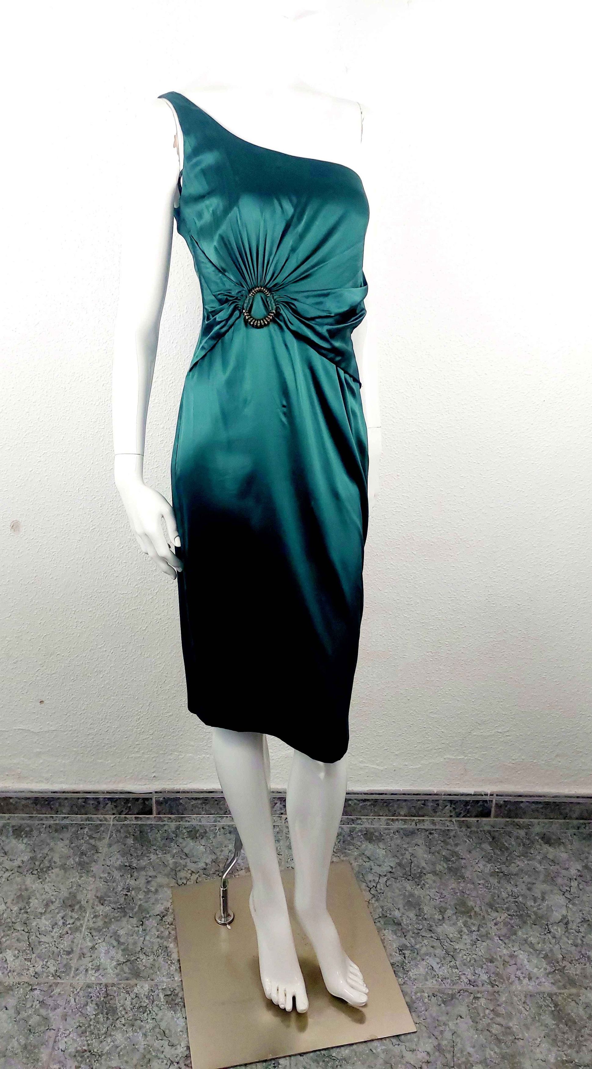slim fit dress slacks Roberto Cavalli Green Floral Dress – Treasures of NYC