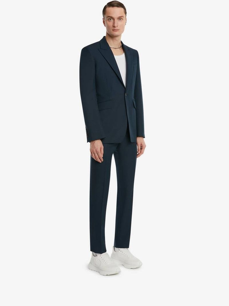 Alexander McQueen o1srvl11e0226 Wool Mohair Single-Breasted Jacket In Navy Size US L / EU 52-54 / 3 - 3 Thumbnail