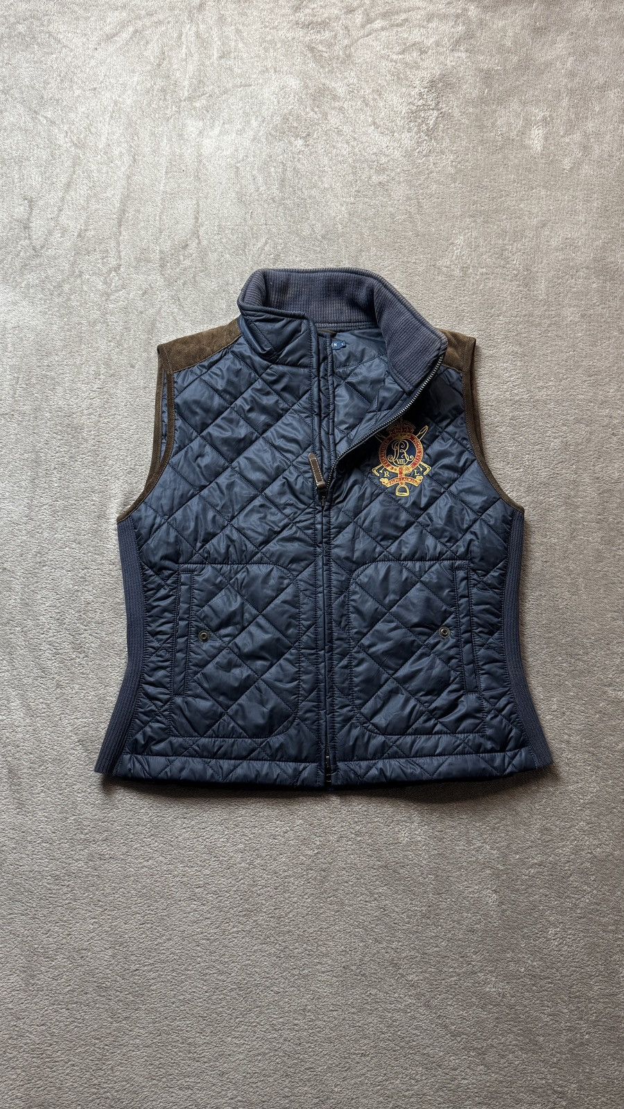 Polo Ralph Lauren Ralph Lauren Equestrian Quilted Suede Crown Crest Vest ysl Size L / US 10 / IT 46 - 4 Thumbnail