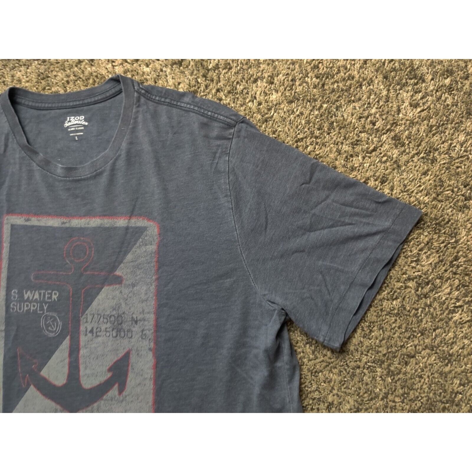 Izod IZOD Shirt Adult Mens Large Gray Salt Water Supply Co Size US L / EU 52-54 / 3 - 3 Thumbnail