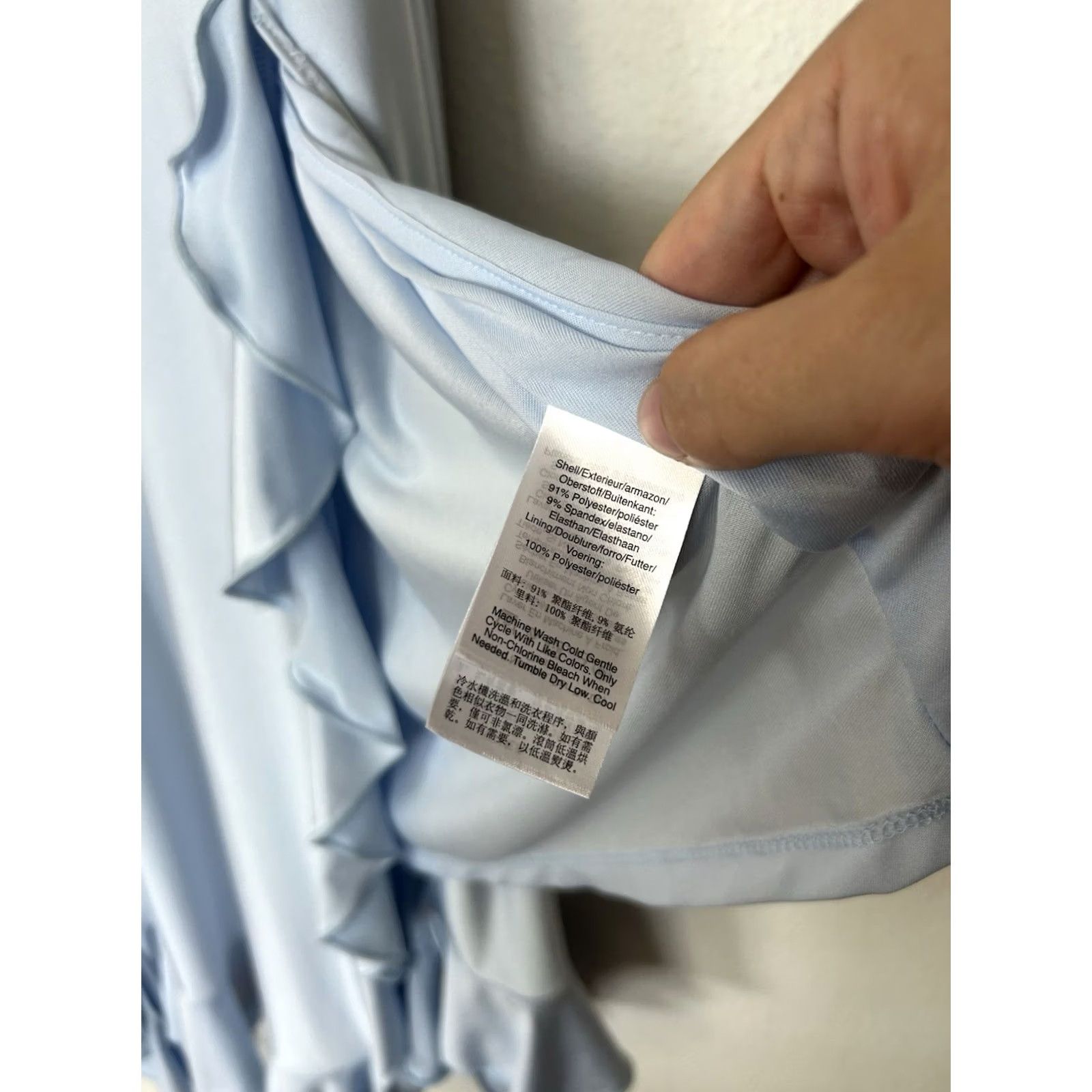 DKNY DKNY Slip Dress Midi Open Back V-Neck Ruffled Hem Light Blue 6 Women's Formal Party/Cocktail Size M / US 6-8 / IT 42-44 - 6 Thumbnail