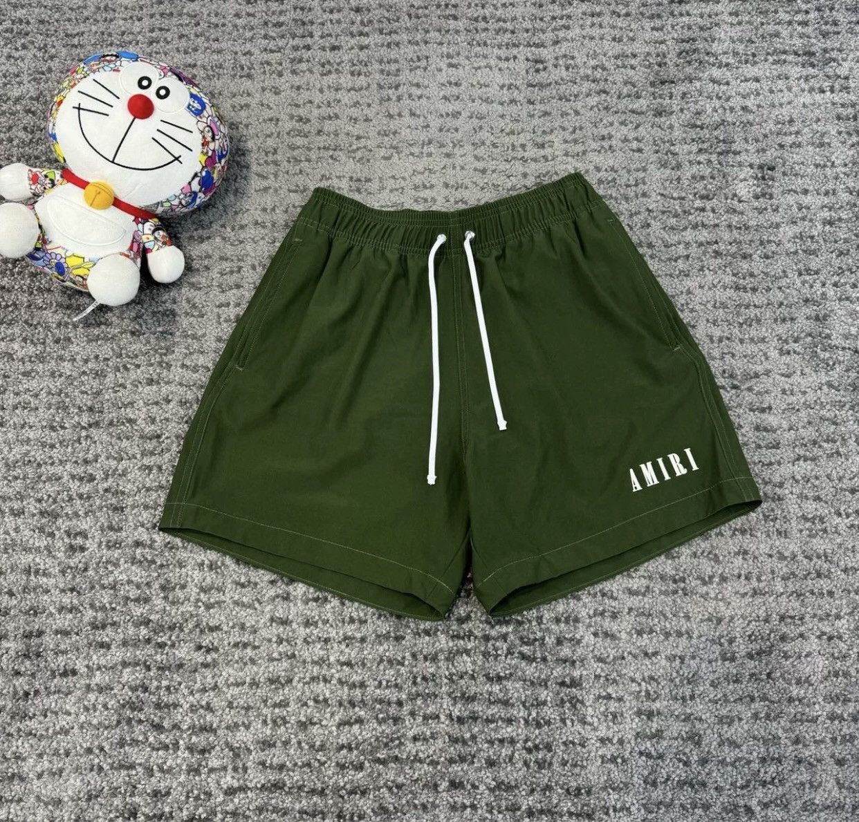 image of Amiri New Drawstring Logo Printed Beach Pants in Green, Men's (Size 40)