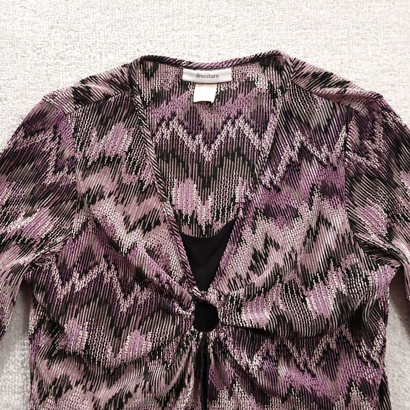 Vintage VINTAGE Dressbarn Blouse Womens Large Purple Black Geometric Keyhole Size L / US 10 / IT 46 - 7 Thumbnail