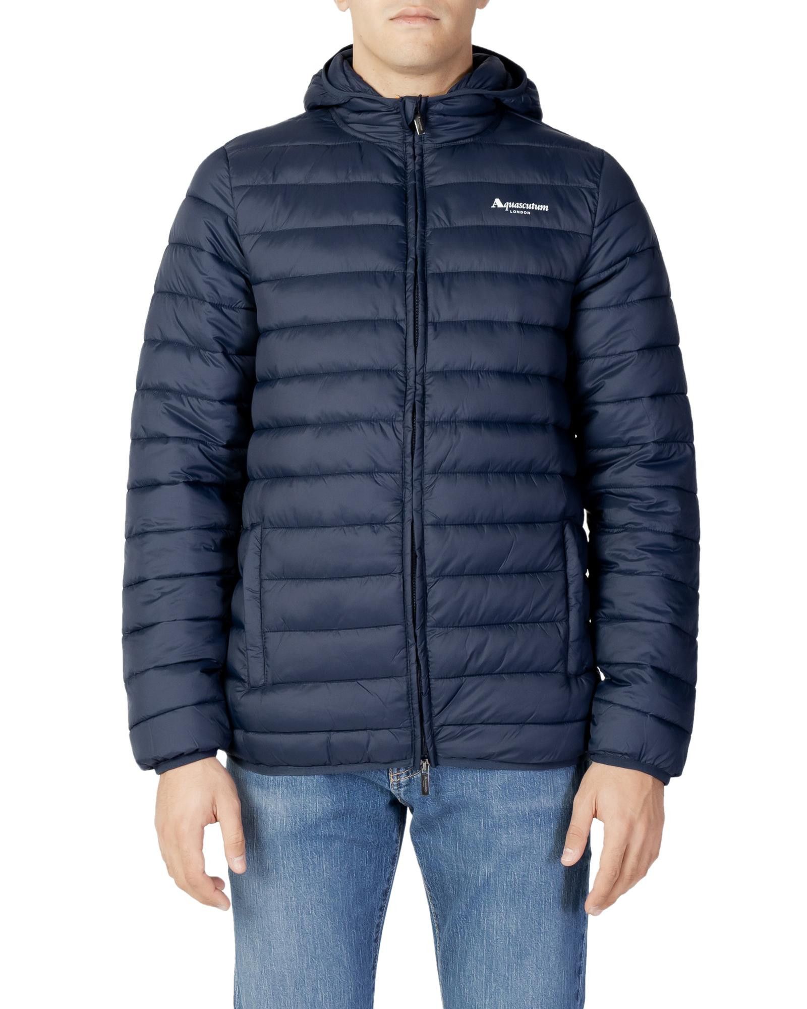 image of Aquascutum Polyester Hooded Jacket With Zip Fastening in Blue, Men's (Size 2XL)