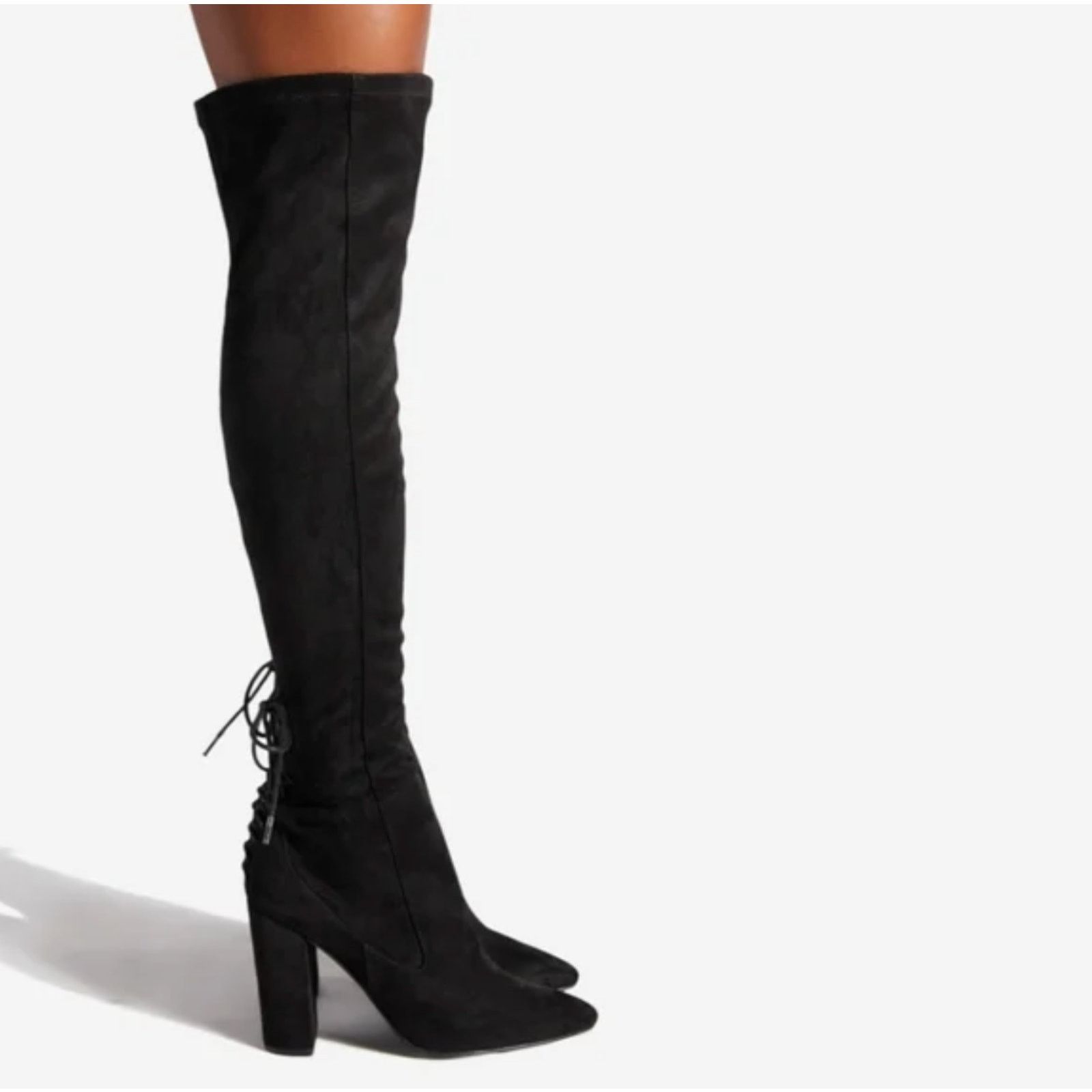 Other Shoedazzle Cristal Black Suede Thigh High Heel Boots 6 Size US 6 / IT 36 - 3 Thumbnail