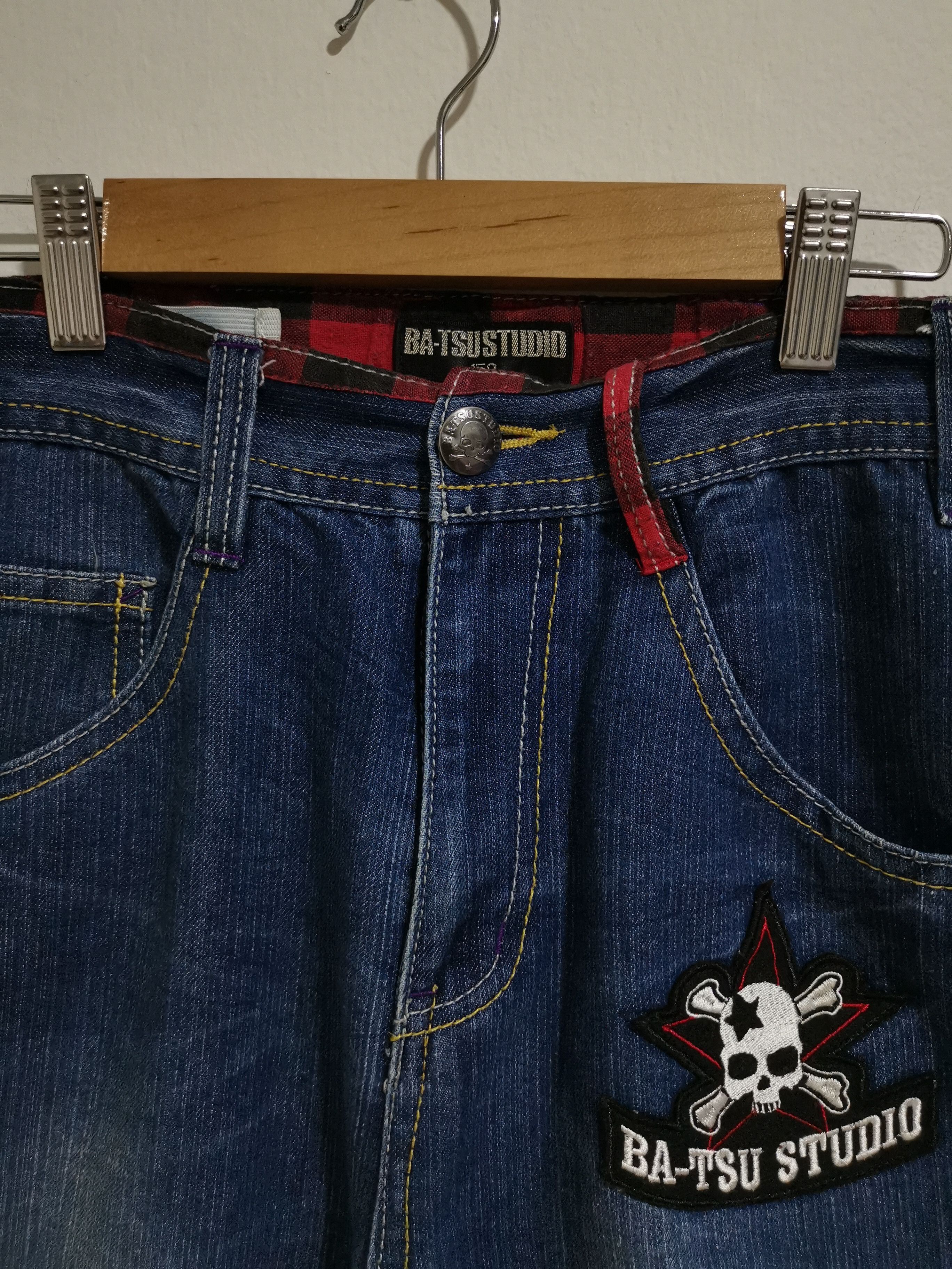 Japanese Brand × Vintage Skull Embroidery Japan Jeans BatsuStudio Lightning Wash Size US 28 / EU 44 - 4 Thumbnail