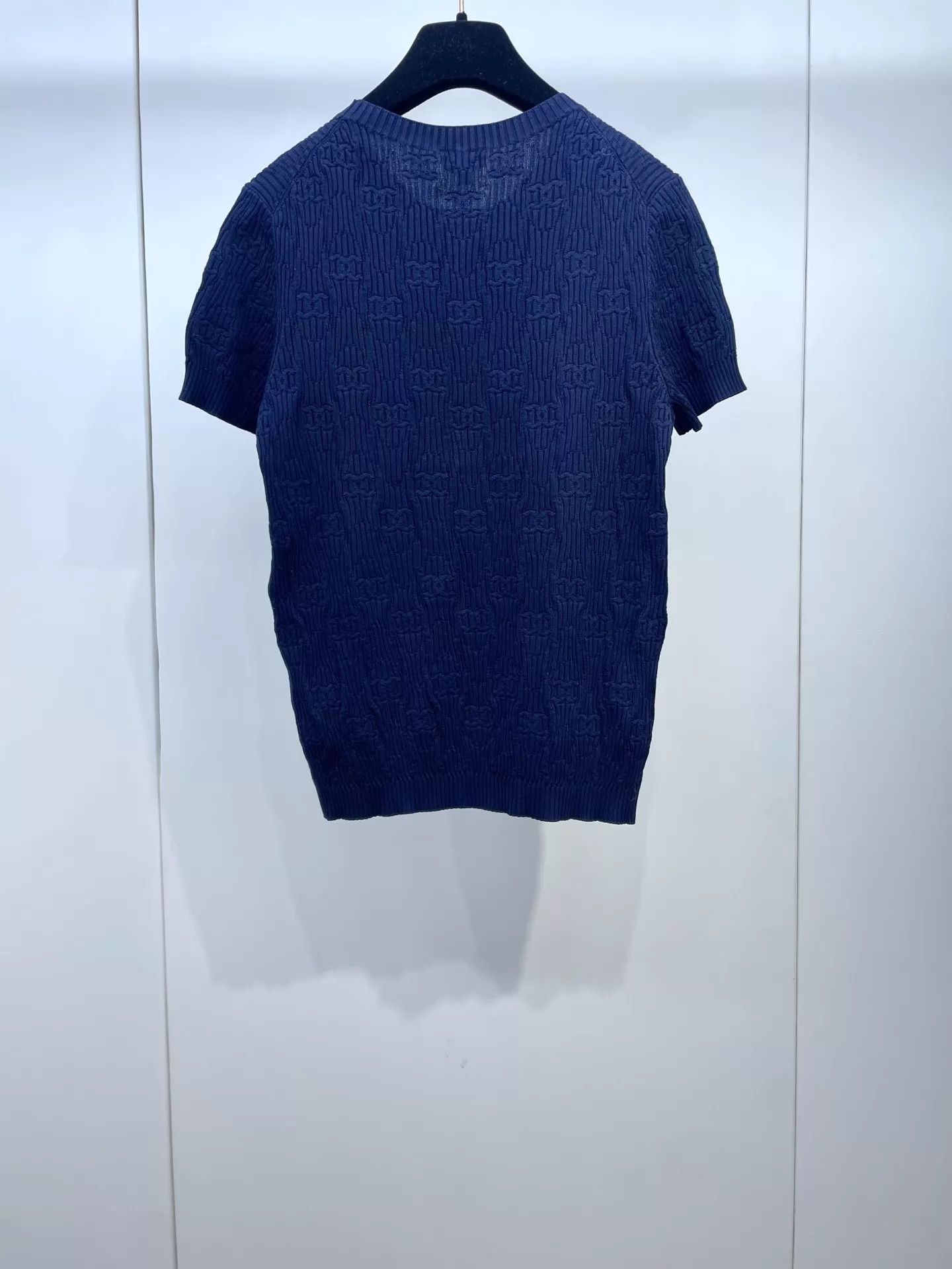Chanel Chanel Women's Navy Blue Knit Jacquard Short-Sleeve Size S / US 4 / IT 40 - 2 Thumbnail