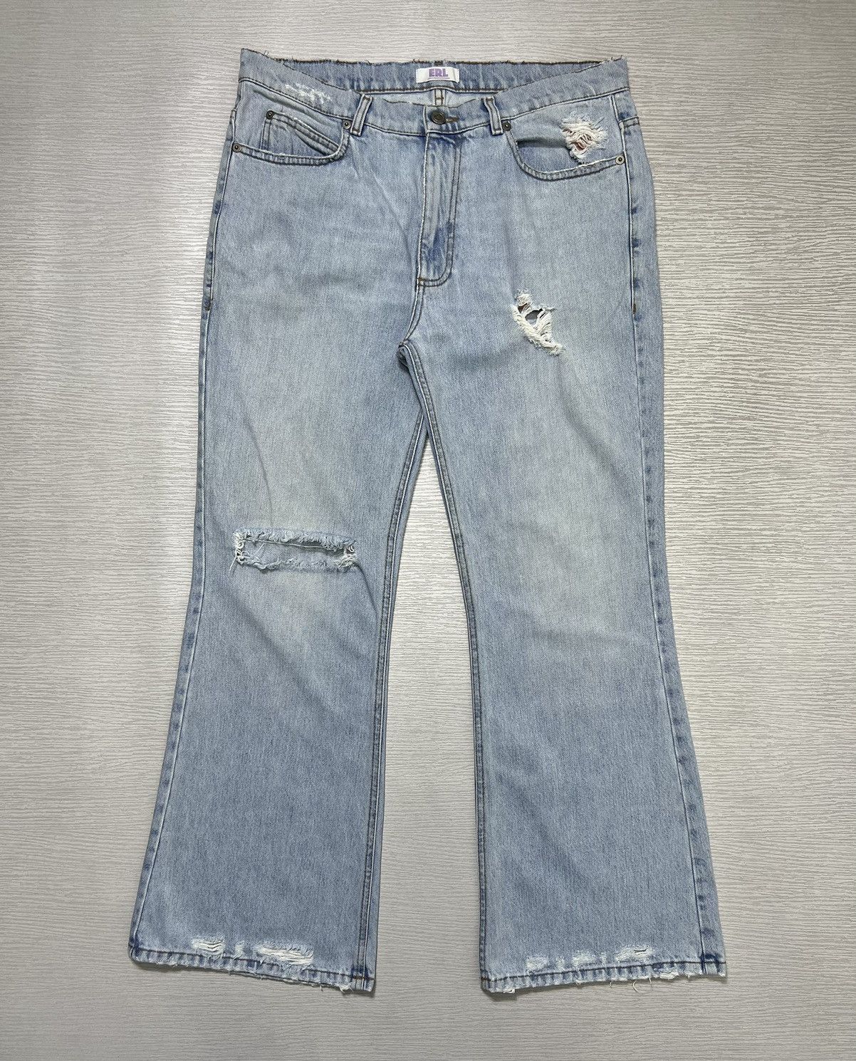 ERL ERL - Distressed Flared Denim Jeans Size US 34 / EU 50 - 1 Thumbnail