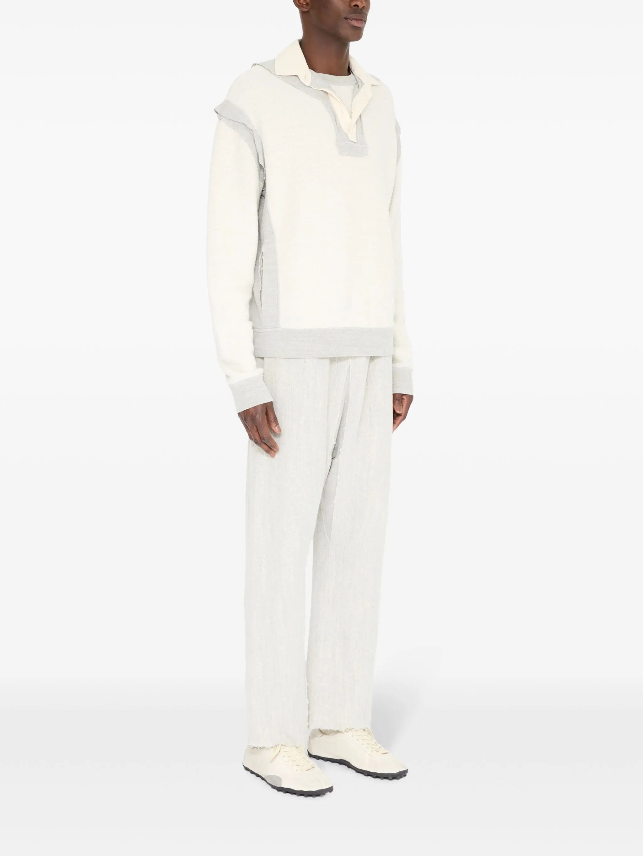 Maison Margiela oc11z0526 Textured-finish Polo Shirt in Beige/Gray Size US XL / EU 56 / 4 - 3 Thumbnail