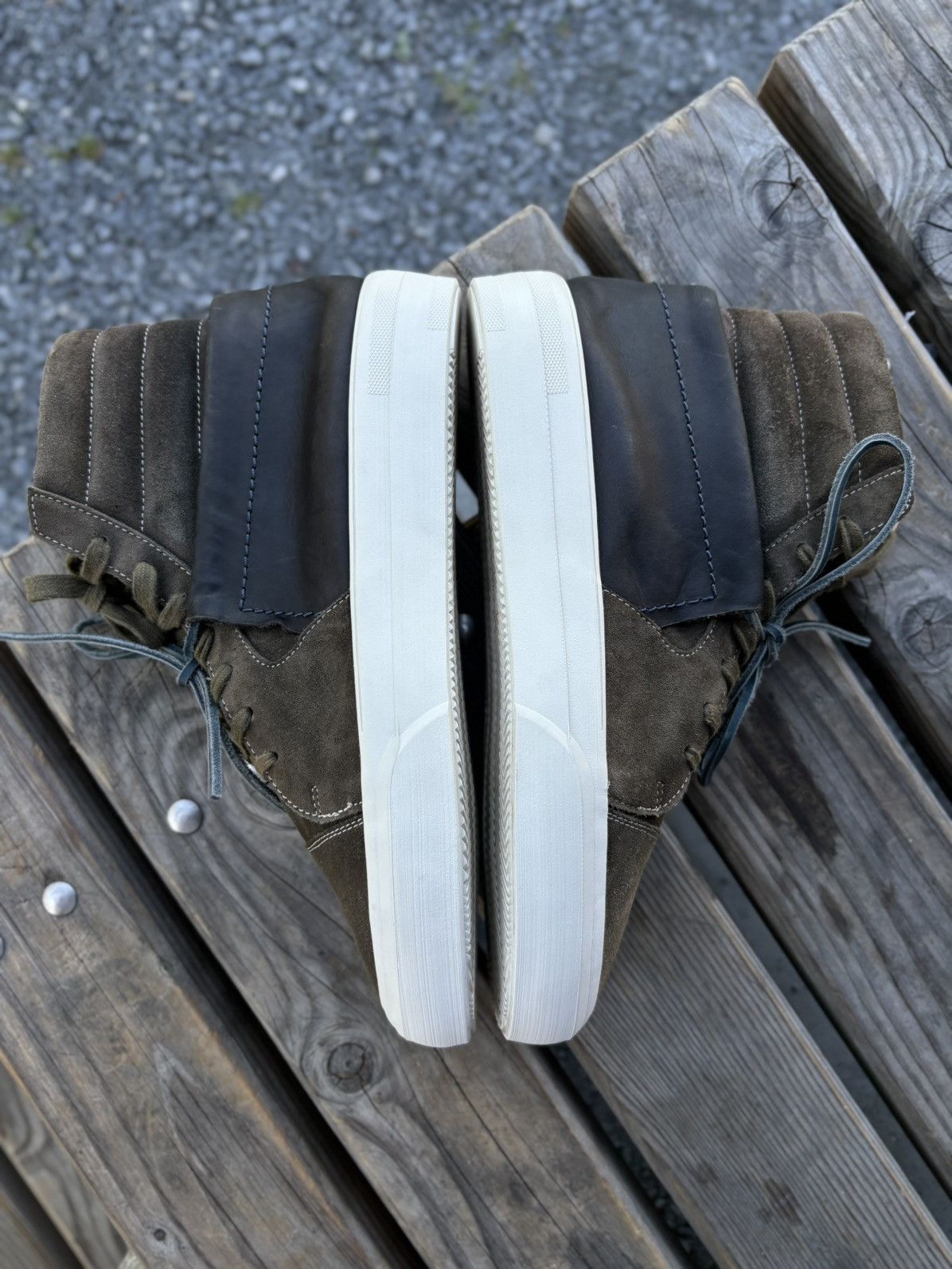 Maison Margiela MMM 22 Hybrid Suede-Leather High Top Lace Up Sneakers Boots Size US 11.5 / EU 44-45 - 11 Thumbnail