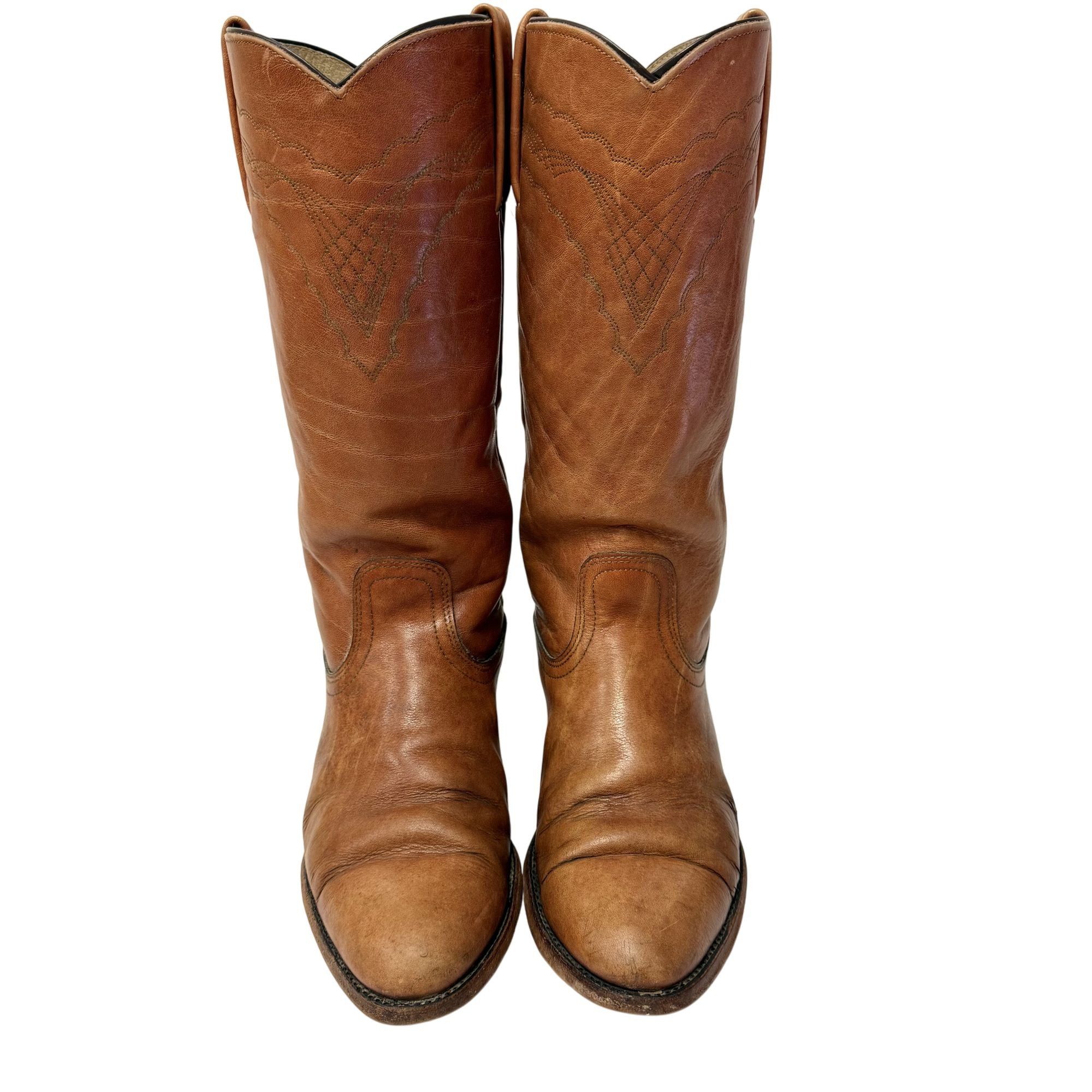 Frye Vtg FRYE COGNAC Leather Distressed Cowboy Western Boots Size US 9 / EU 42 - 3 Thumbnail