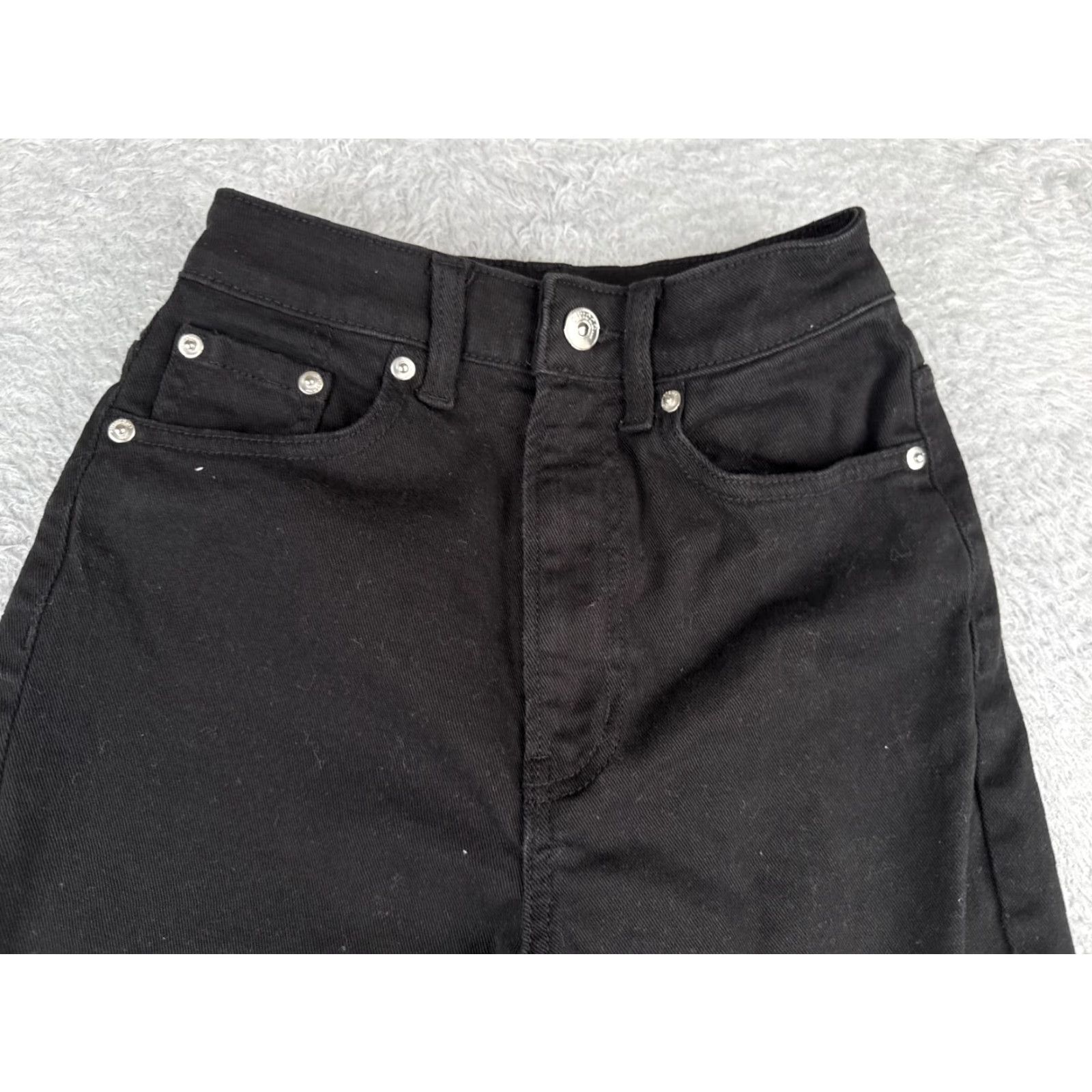 Vintage Divided Jeans Womens 0 Black Denim High Rise Tapered Bloused Hem Cotton 21x28 Size XS / US 0-2 / IT 36-38 - 4 Thumbnail