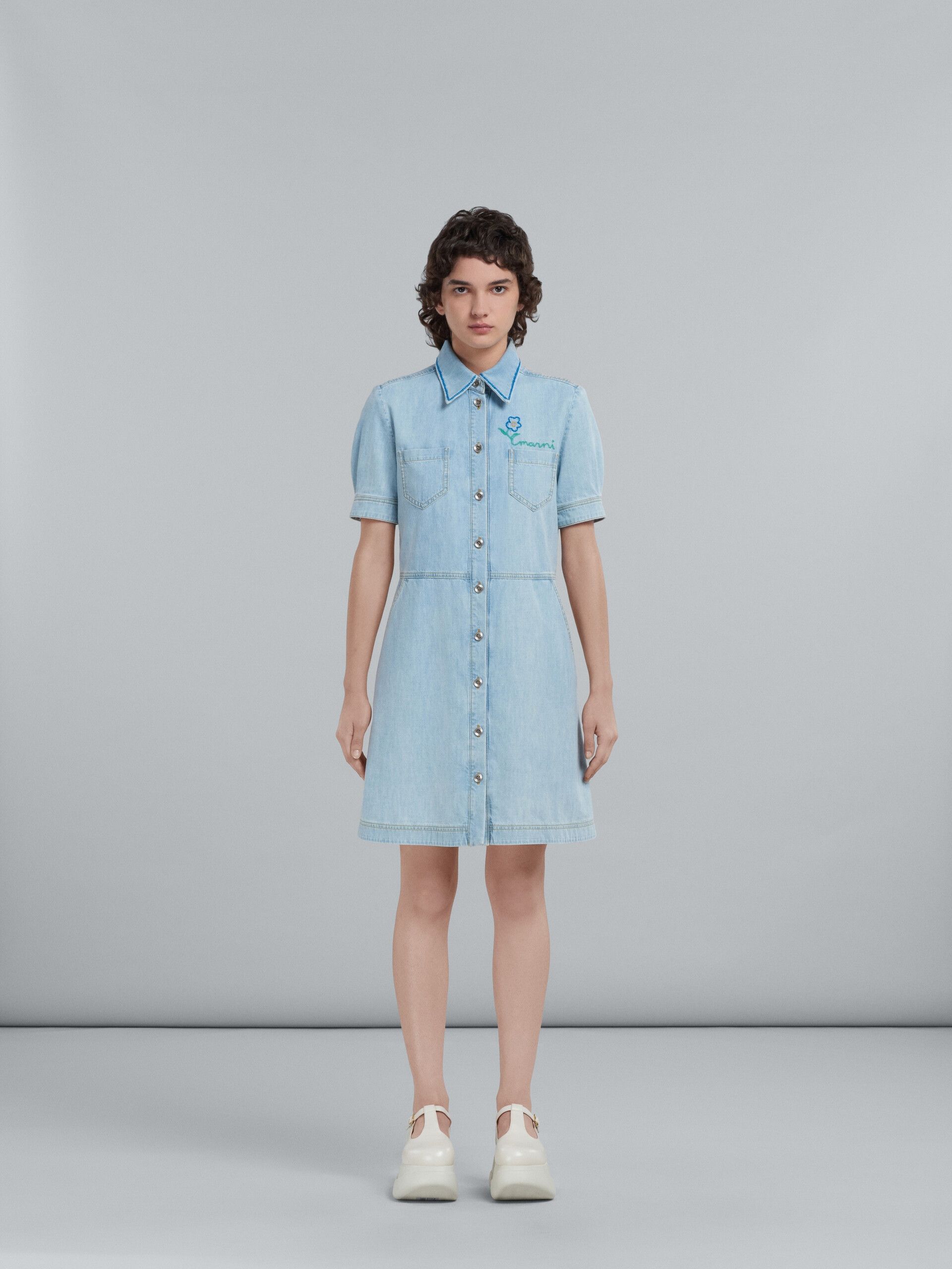 Marni o1y1025 Mini Denim Dress in Blue Size S / US 4 / IT 40 - 4 Thumbnail