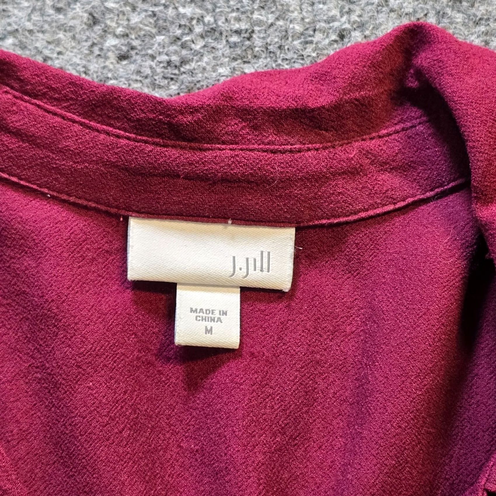 J. Jill J. Jill Blouse Shirt Women Medium Red Button Up Tunic Long Sleeve Lightweight Casual Size M / US 6-8 / IT 42-44 - 3 Thumbnail