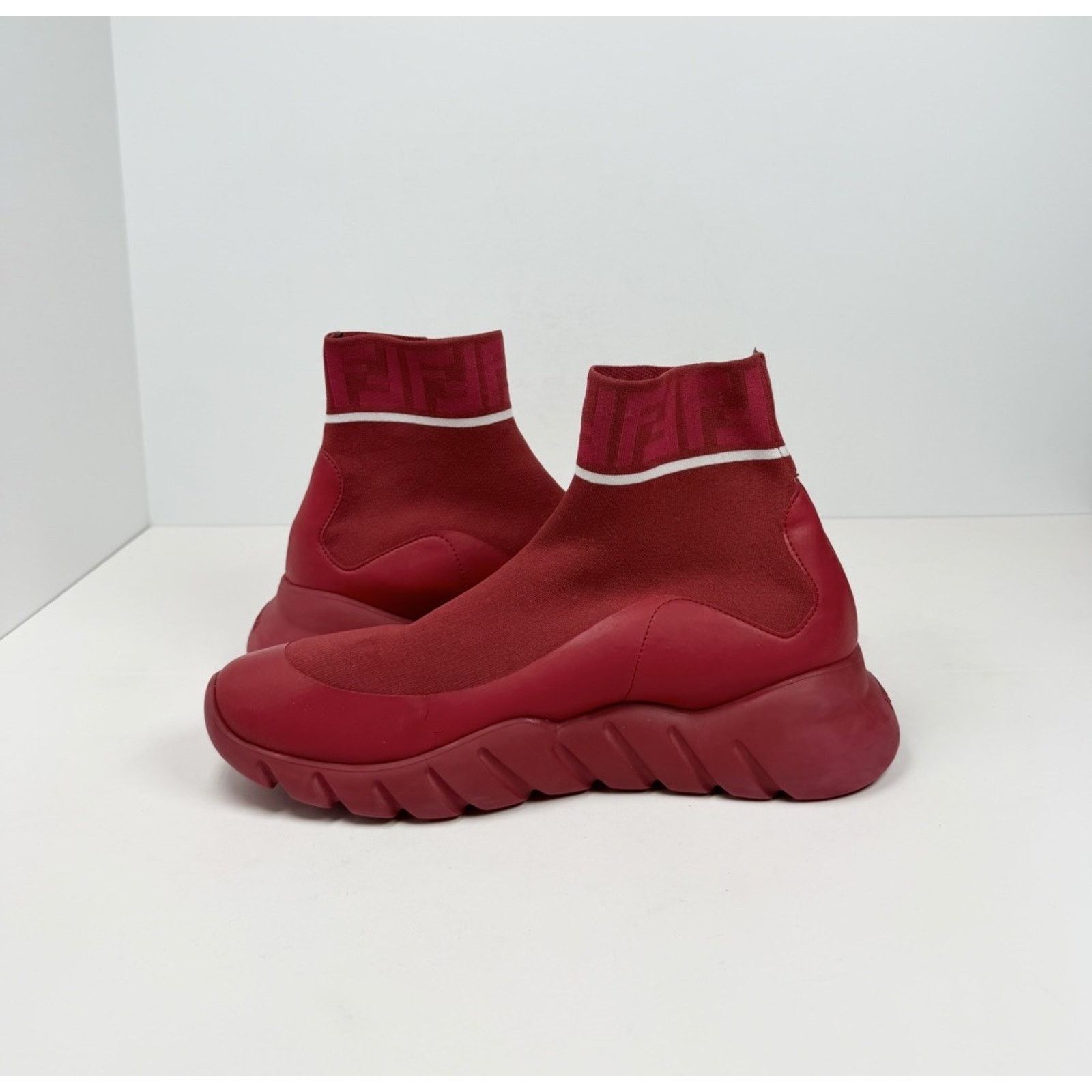 Fendi Size 7 - Fendi Technical Knit Logo Red High Size US 7 / EU 40 - 5 Thumbnail