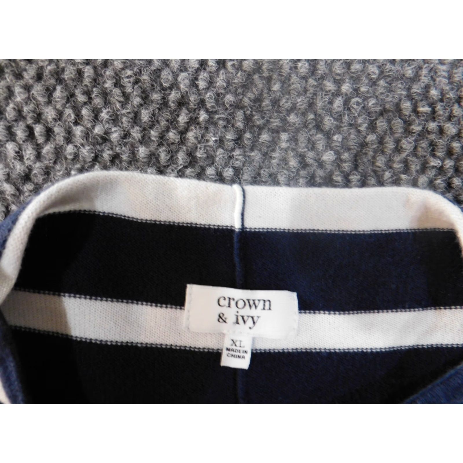 Vintage Crown & Ivy Sweater XL blue pullover Womens striped stretch cotton turtleneck Size XL / US 12-14 / IT 48-50 - 6 Thumbnail