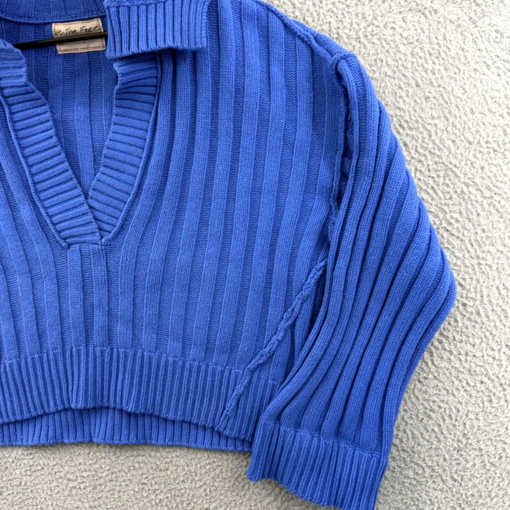Free People Free People We The Free Rudi Funnel Neck Sweater Womens Large Blue Knit Cropped Size L / US 10 / IT 46 - 5 Thumbnail