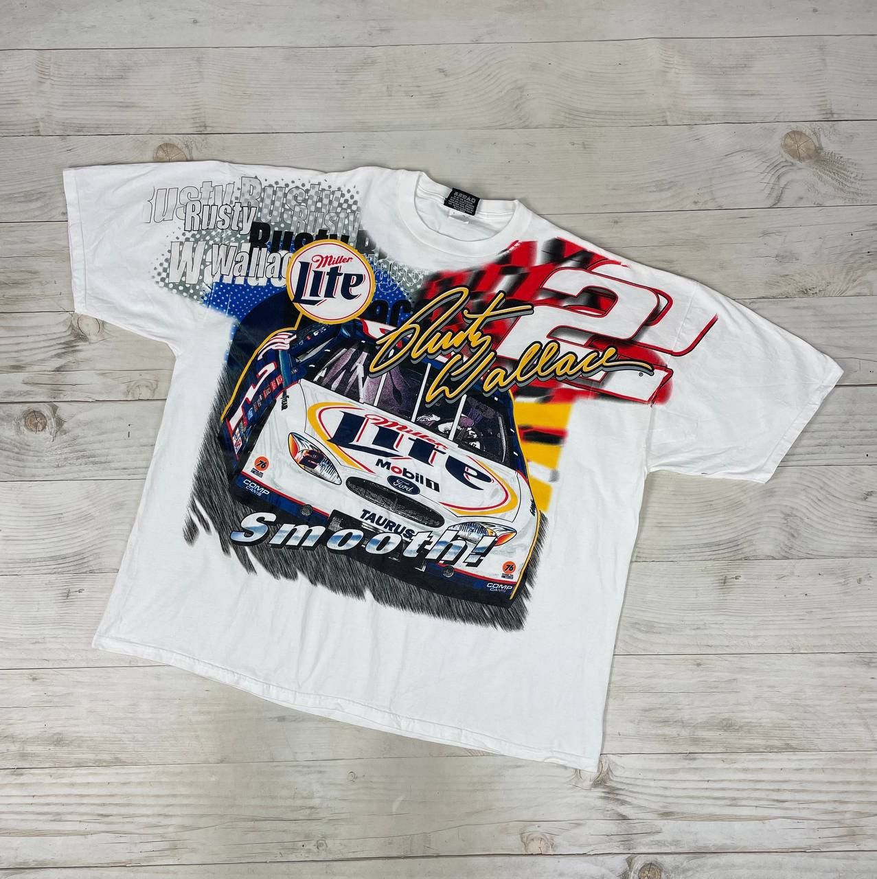 NASCAR VINTAGE NASCAR RUSTY WALLACE Allover Print Racing T Shirt Size US XL / EU 56 / 4 - 1 Thumbnail