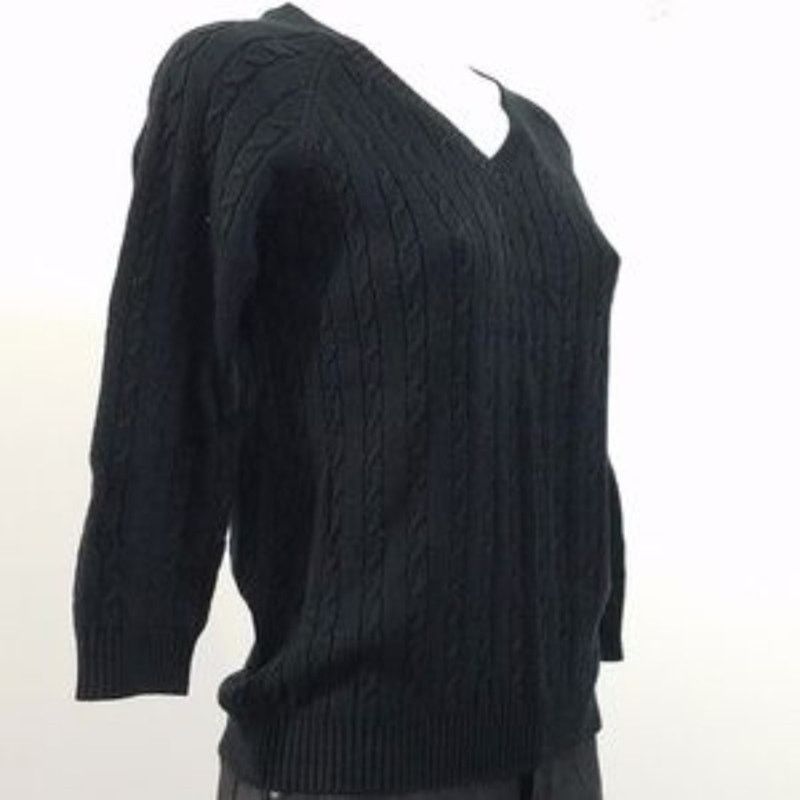 Other 525 Black Cable Knit 3/4 Pullover V-Neck Sweater Medium Size M / US 6-8 / IT 42-44 - 2 Thumbnail