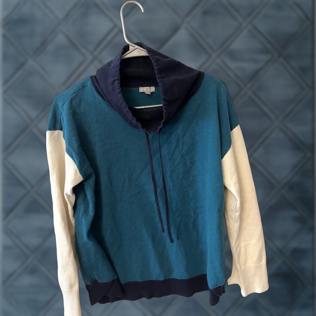 Talbots Talbots Teal Sweater Pullover w/ White Sleeves Size M Womens Size Medium Size M / US 6-8 / IT 42-44 - 1 Thumbnail