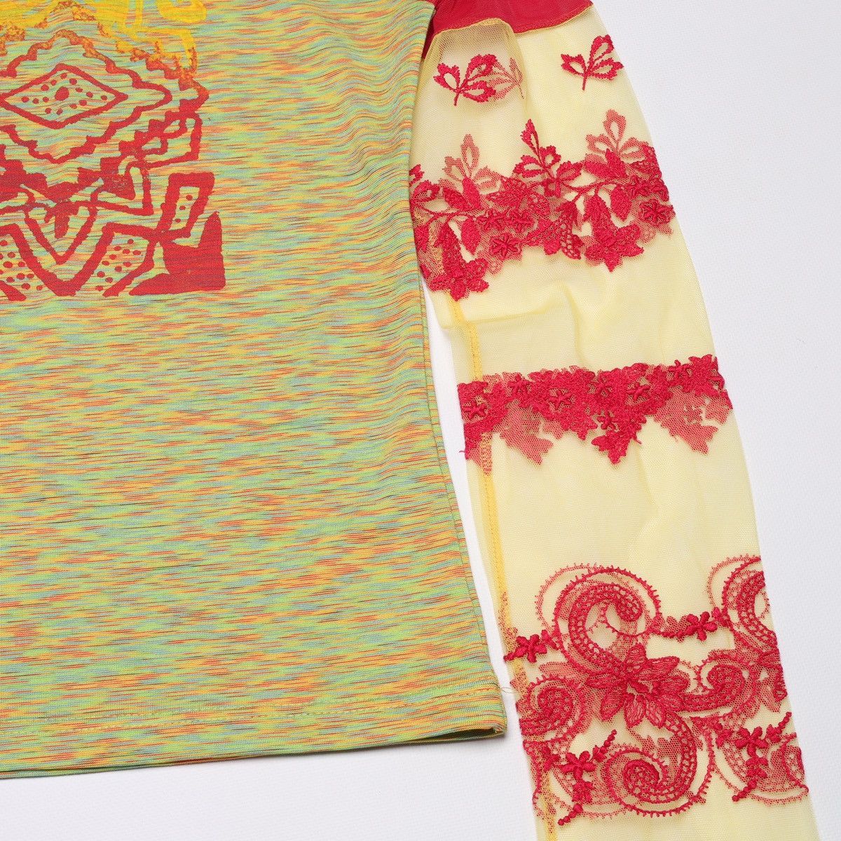 Other Save the Queen Pink Yellow Printed Top Mesh Sleeve Size S / US 4 / IT 40 - 8 Thumbnail