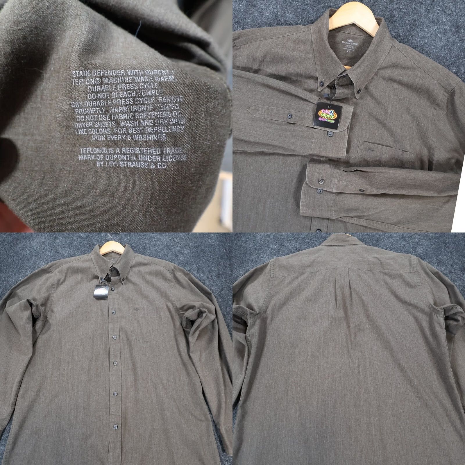 Dockers Dockers Button Front Shirt Mens LT Brown Long Sleeve Stain Defender Size US L / EU 52-54 / 3 - 8 Thumbnail