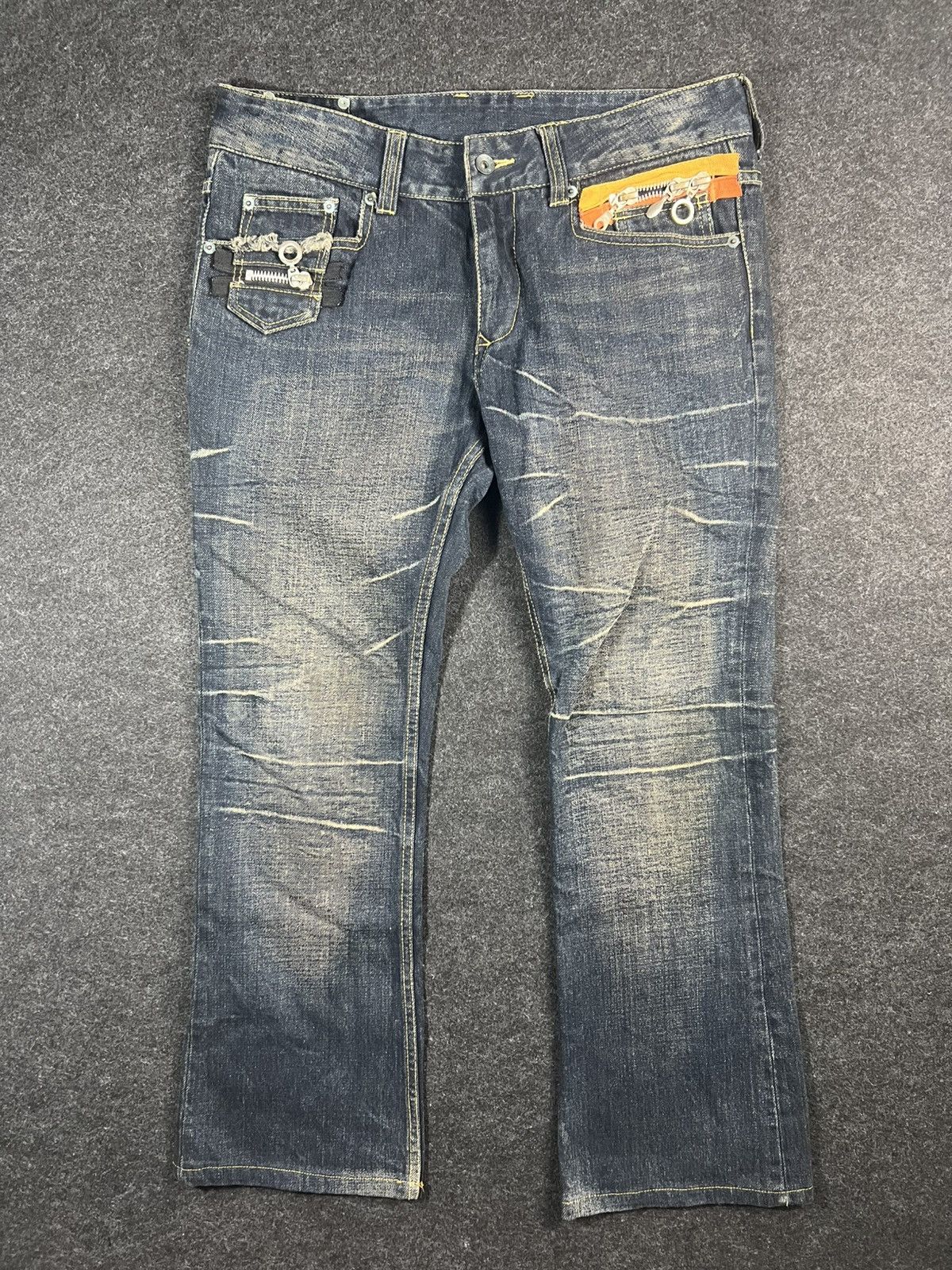 semanticdesign Semantic Design Punk Bondage Jeans Wide Leg Poem Flare Size US 34 / EU 50 - 1 Thumbnail
