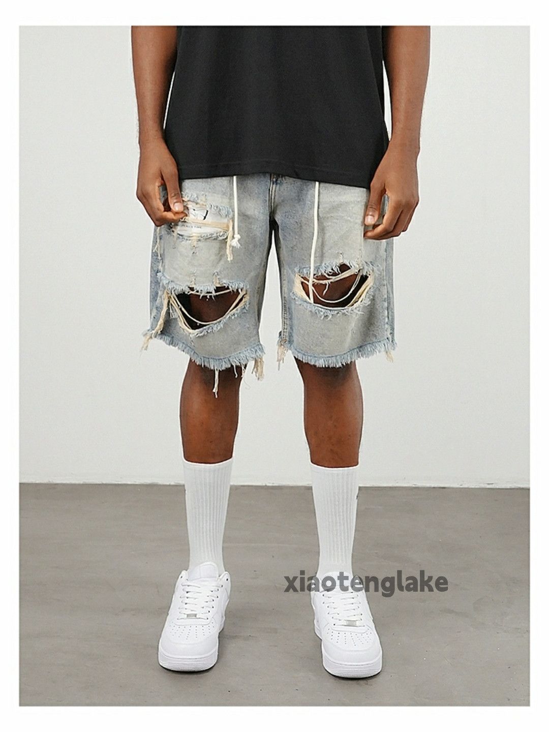 Jean × Vintage washed faded skate hiphop damaged ripped shorts Size US 36 / EU 52 - 7 Thumbnail
