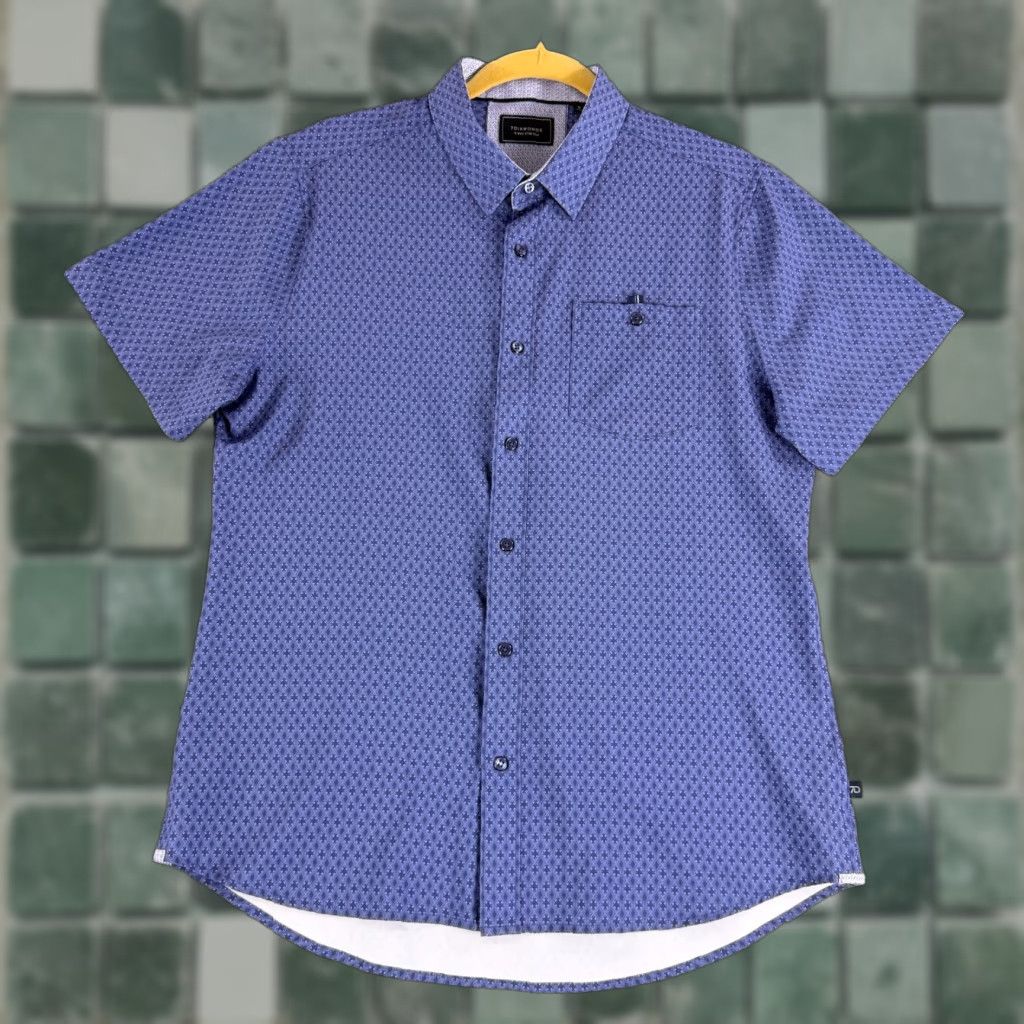 Vintage 7 Diamonds Button-Up Shirt Mens M Purple Geo Print Casual 4 Way Stretch Geometric Size US M / EU 48-50 / 2 - 1 Thumbnail