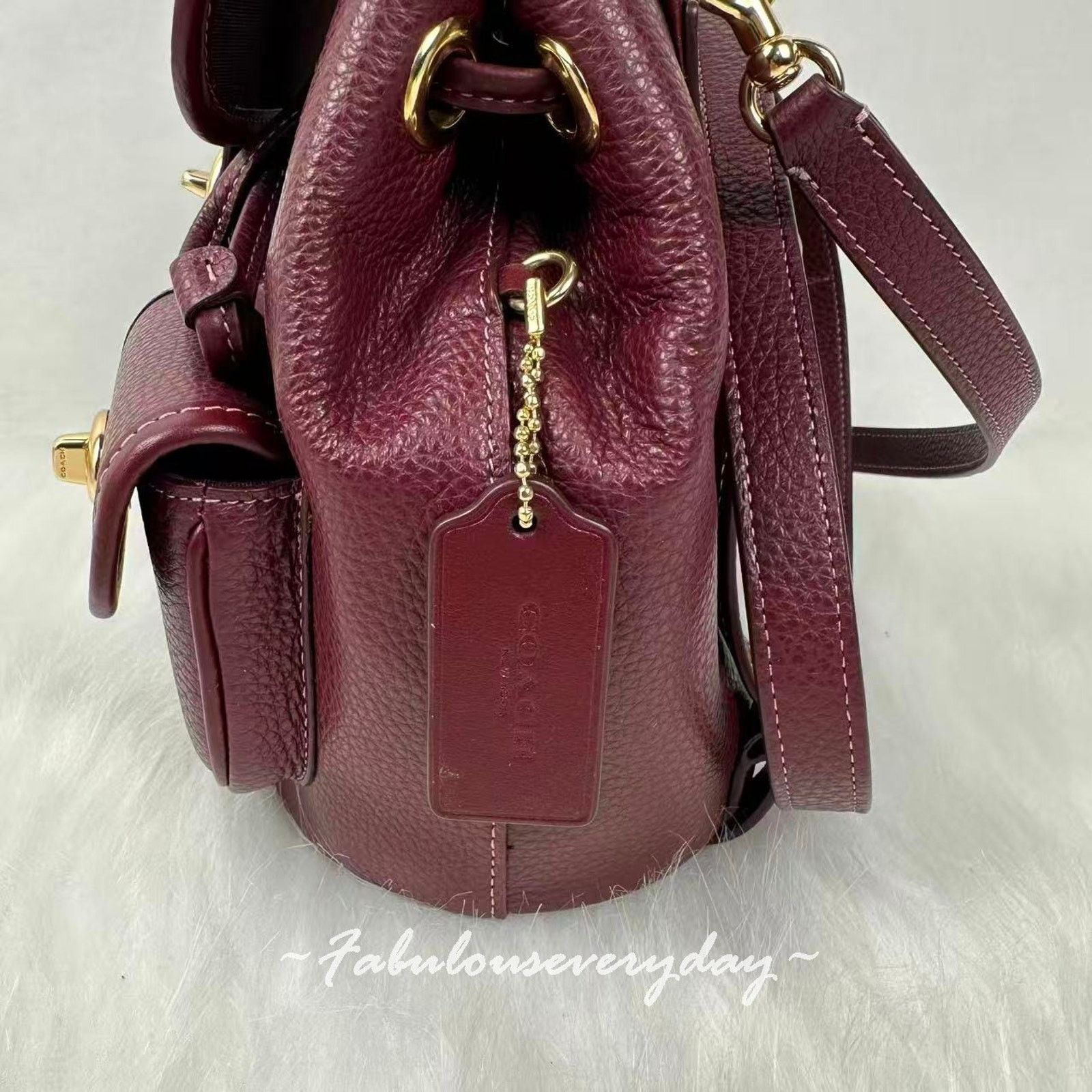 Coach Coach Hadley Backpack In Leather Brass/Dark Wine CBH09 NWT Size ONE SIZE - 4 Thumbnail