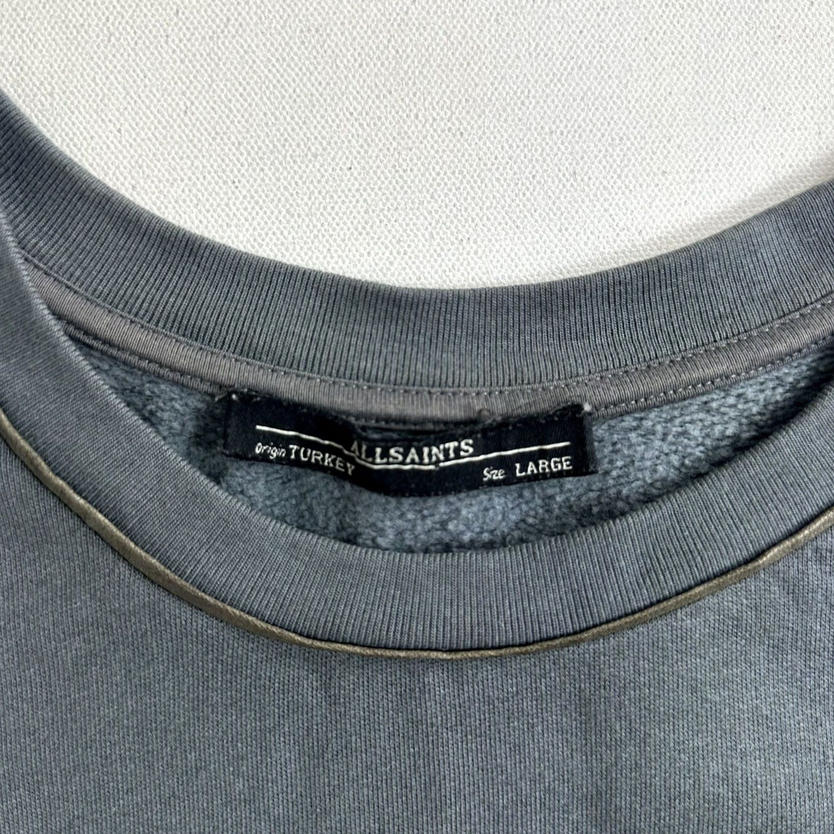 Allsaints VINTAGE AllSAINTS Cari Leather Trim Panel Pullover Sweatshirt Gray Womens Size L Size L / US 10 / IT 46 - 4 Thumbnail