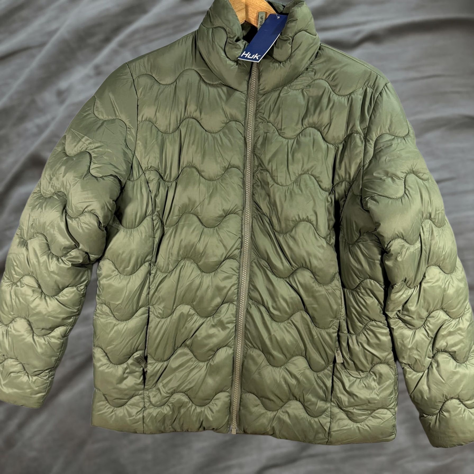 Vintage Huk Jacket Mens M Green Quilted Puffer Insulated Full Zip Outdoor HK400025 Size US M / EU 48-50 / 2 - 1 Thumbnail