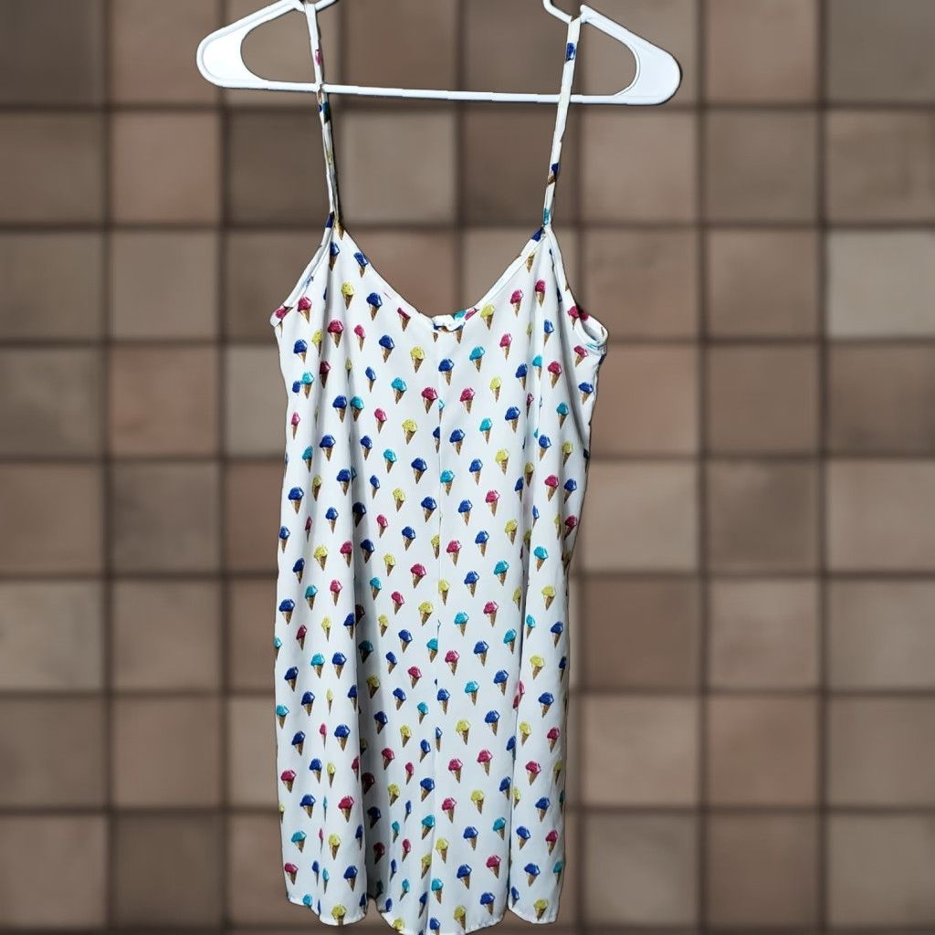 Vintage Joyce Romper-Size S Ice Cream Novelty One-Piece Women Ivory V-Neck Sleeveless Casual Size 28" / US 6 / IT 42 - 1 Thumbnail