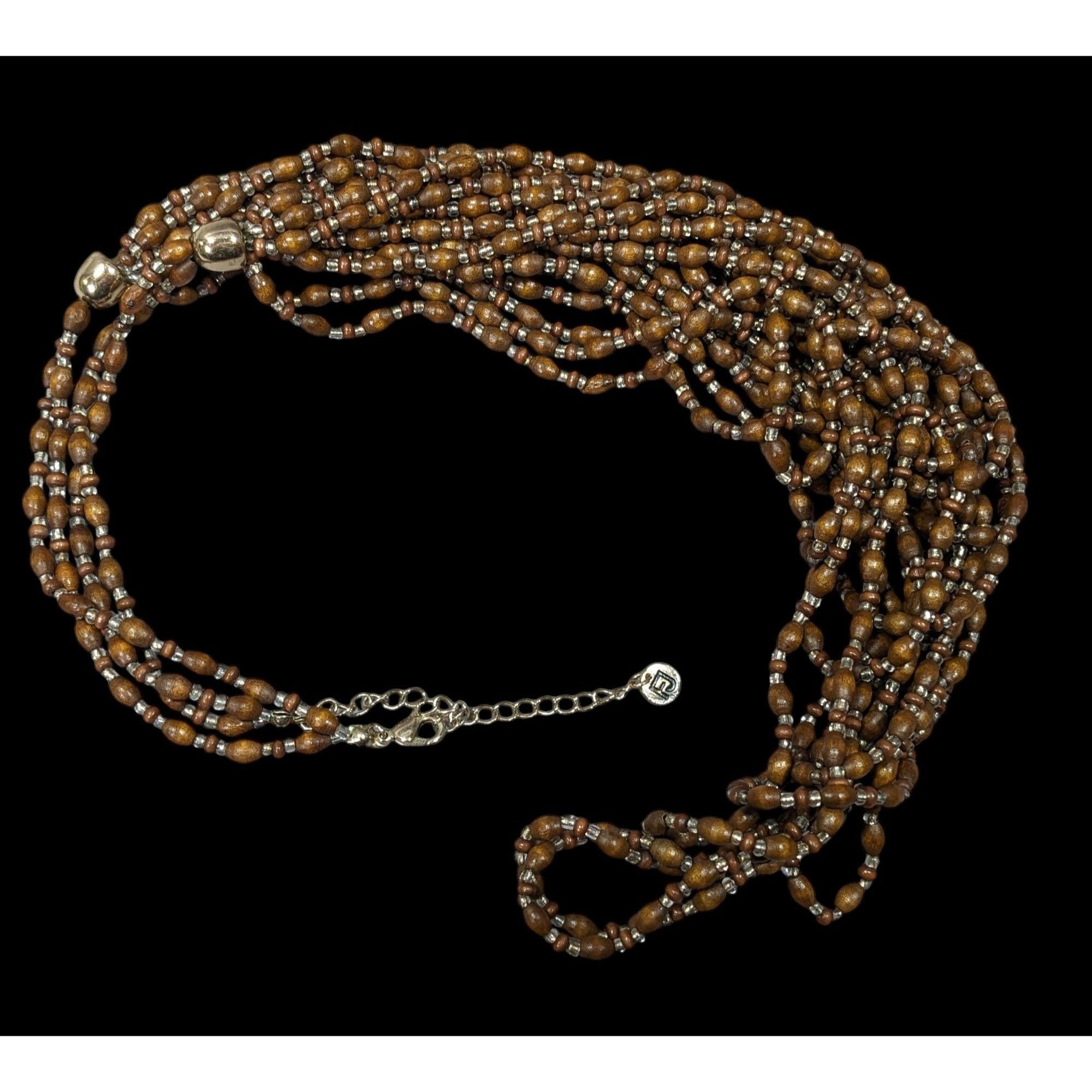 Other FJ Bohemian Brown Wood And Glass Beaded Multilayer Necklace Size ONE SIZE - 1 Thumbnail
