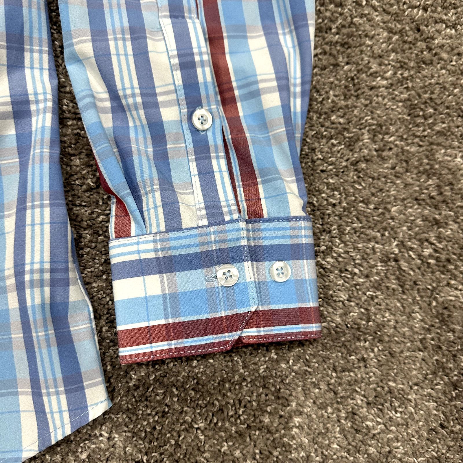 Mizzen+Main Mizzen+Main Shirt Mens Large Trim Fit Performance Blue Plaid Size US L / EU 52-54 / 3 - 4 Thumbnail