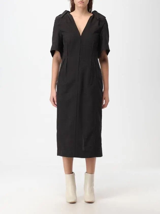 Bottega Veneta o1bcso1str0725 Viscose And Silk Criss-Cross Midi Dress Size S / US 4 / IT 40 - 1 Thumbnail