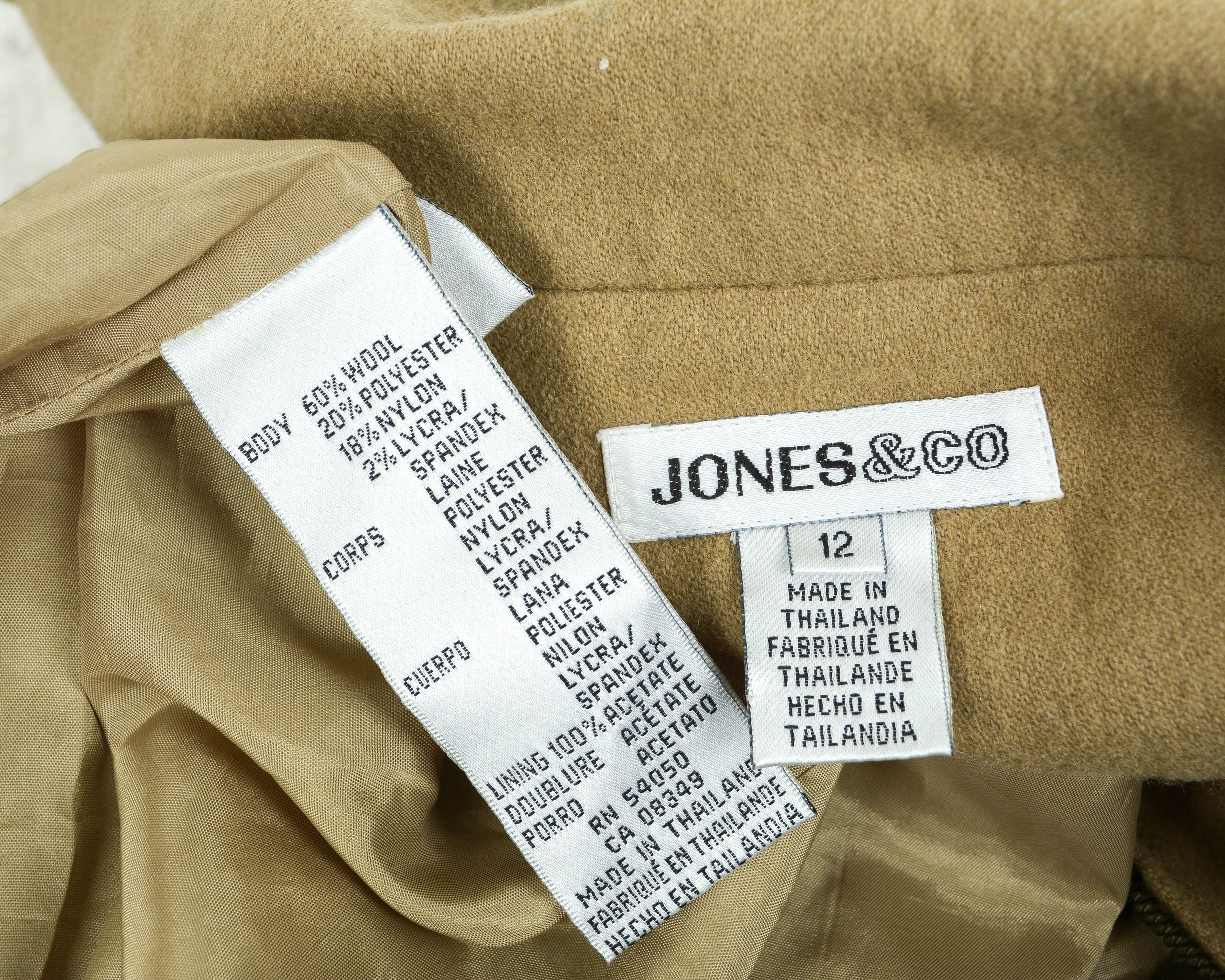 Jones New York JONES & CO Suit Jacket Wool Blend Zip Coat US 12 Tan UK 16 Size L / US 10 / IT 46 - 13 Thumbnail