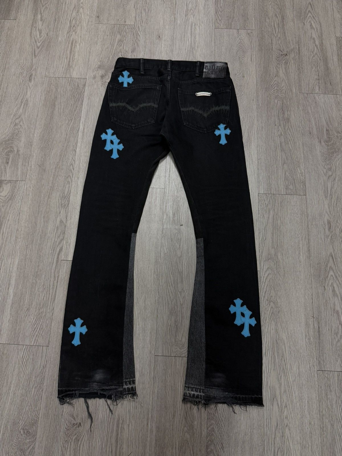Chrome Hearts × Gallery Dept. Chrome Hearts x Gallery Black Flare Blue Patch Jeans Size US 32 / EU 48 - 2 Thumbnail
