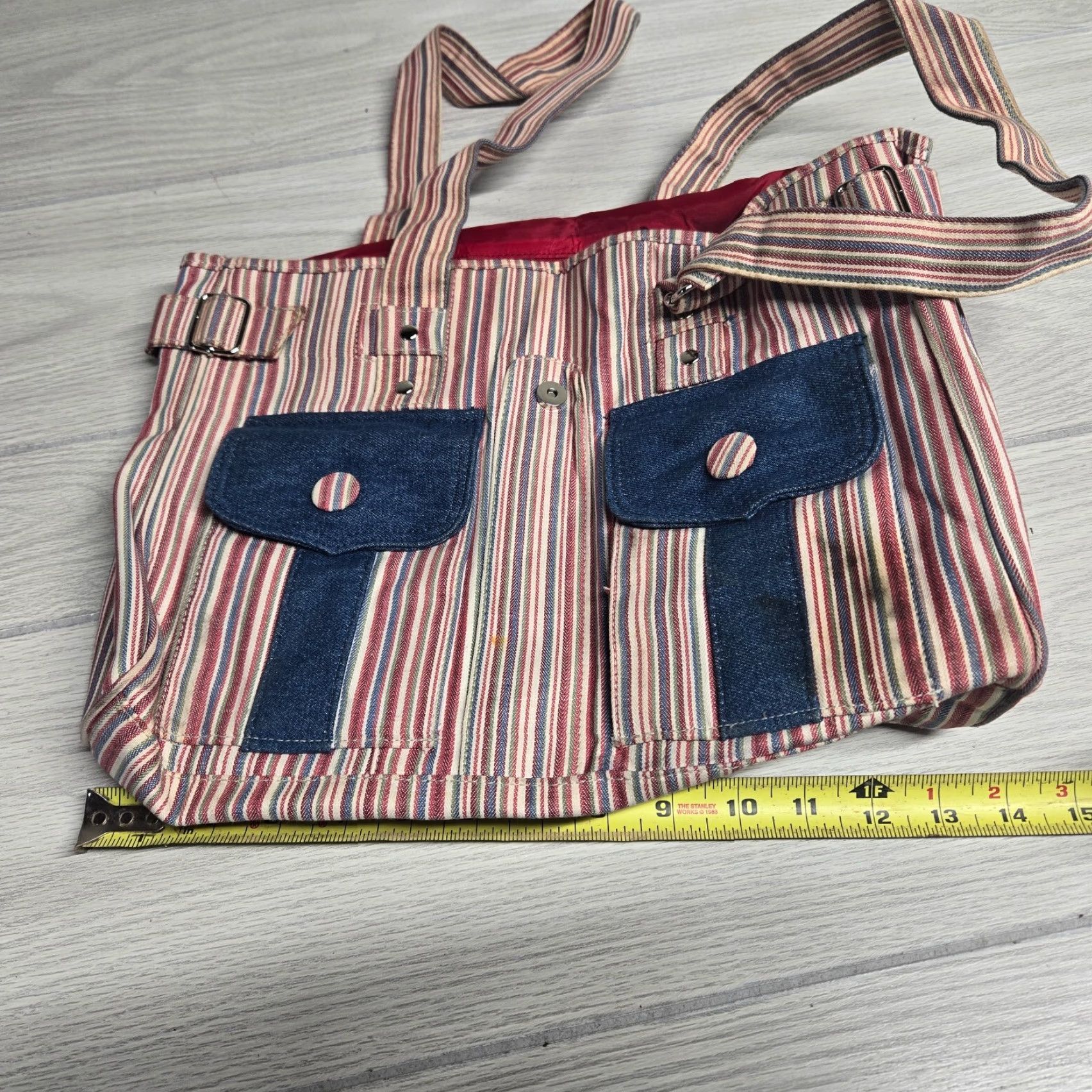 Vintage Longaberger Bag 14" Fabric Gift Tote Red Denim Plaid Tote Women 14" Red Denim Plaid Fabric Gift Tote Bag Longaberger Size ONE SIZE - 6 Thumbnail