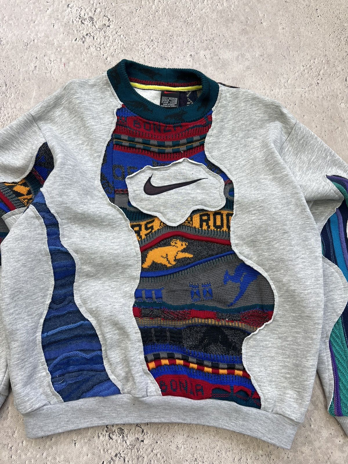 Coogi × Nike Vintage Sashiko Coogi Custom Nike BIG Swoosh Hoodie Size US S / EU 44-46 / 1 - 3 Thumbnail