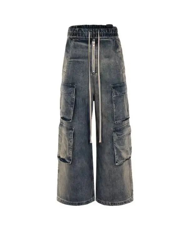 VIBE Vintage street hip-hop washed multi-pocket work jeans Size US 32 / EU 48 - 6 Thumbnail