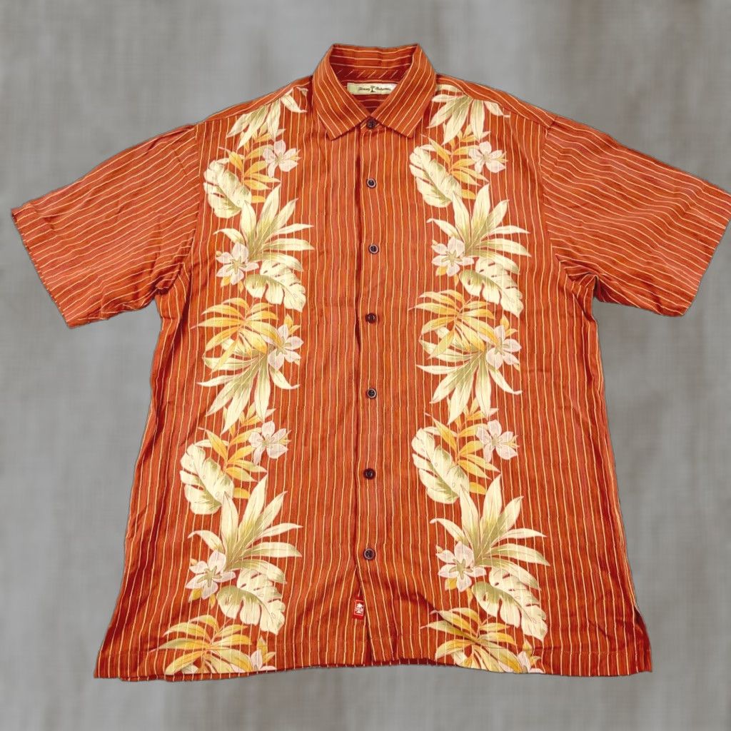 Tommy Bahama VINTAGE Tommy Bahama Shirt Men Medium Orange Button Up Hawaiian Floral Lyocell Tencel Size US M / EU 48-50 / 2 - 1 Thumbnail