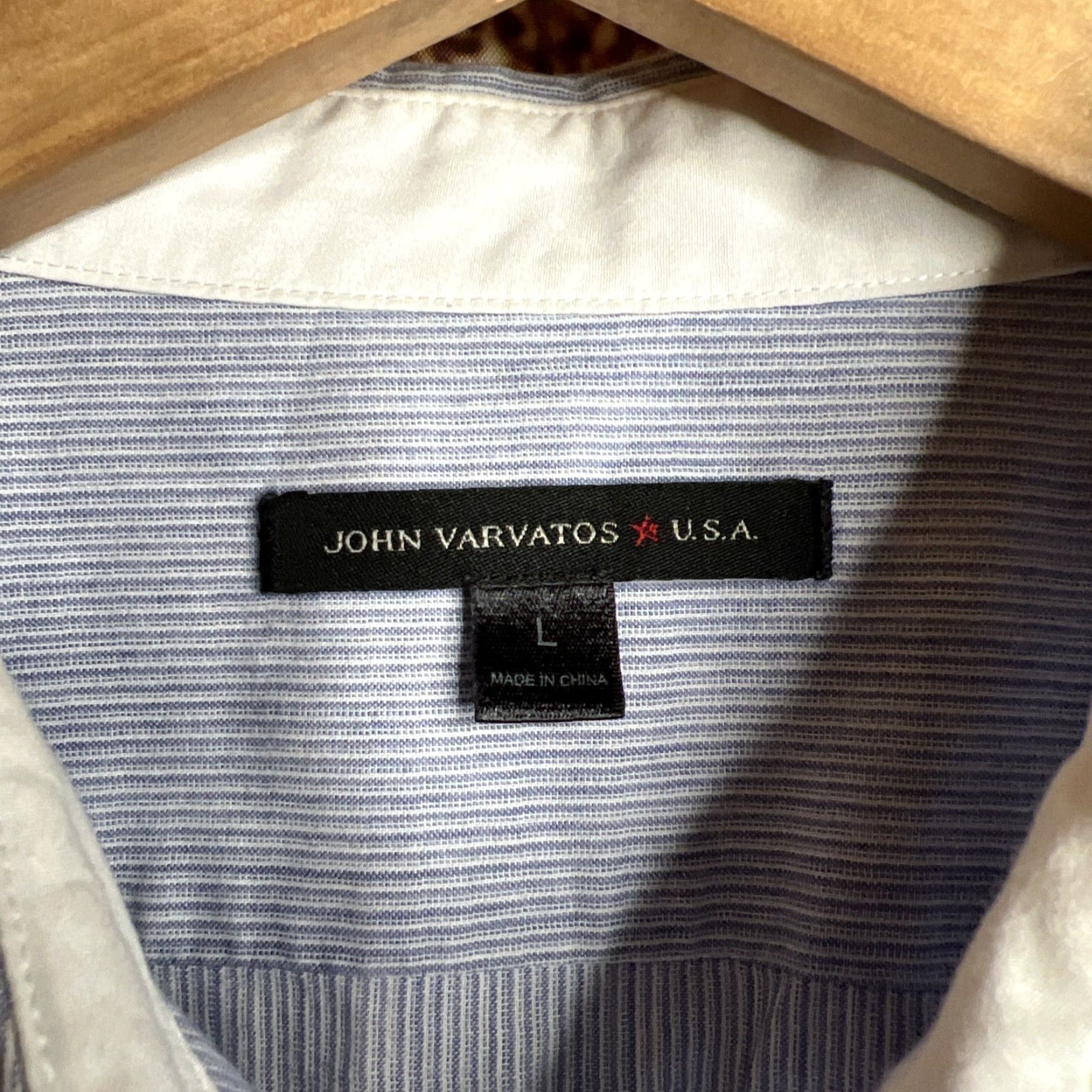 John Varvatos VINTAGE John Varvatos Cotton Blue Stripe Dress Shirt Large Size 42R - 2 Thumbnail